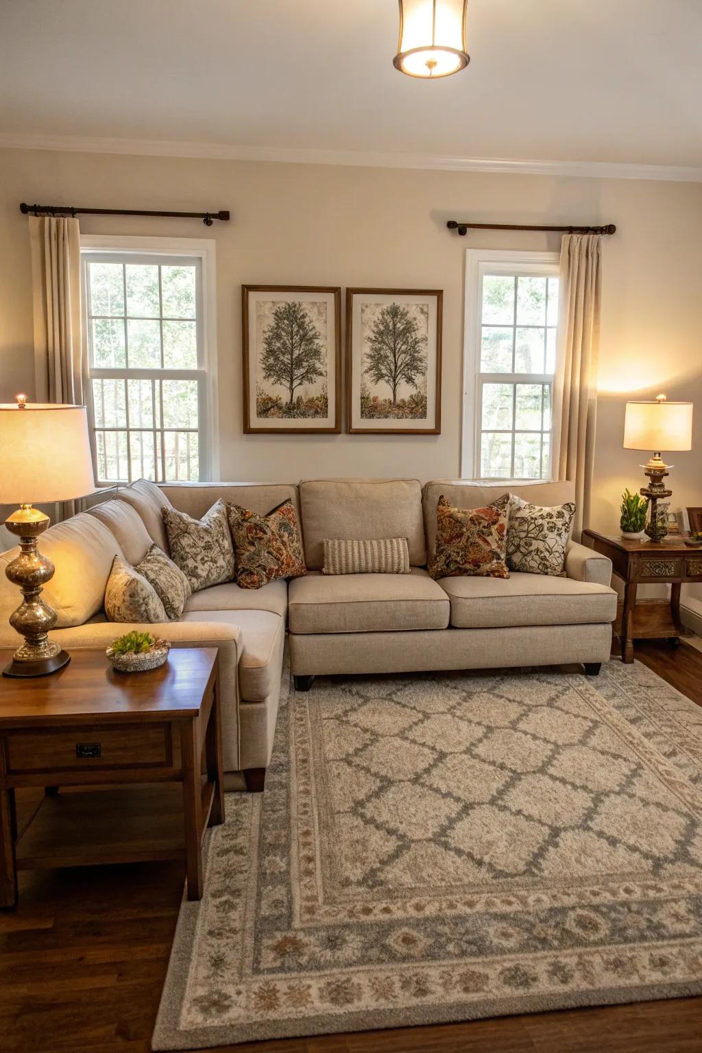 Symmetrical setups enhance a sense of order and serenity.