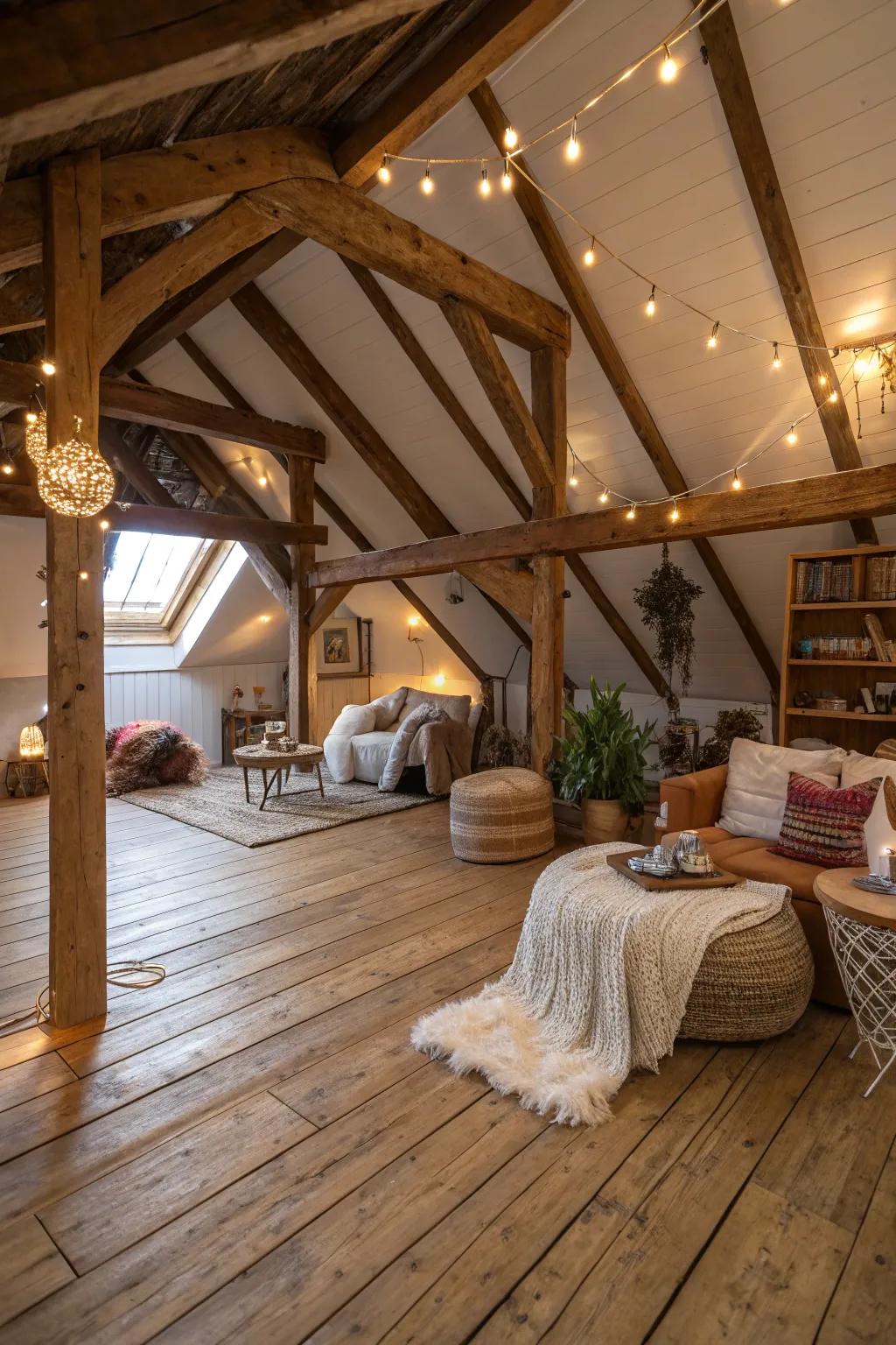 Wood features infuse warmth to the industrial loft.