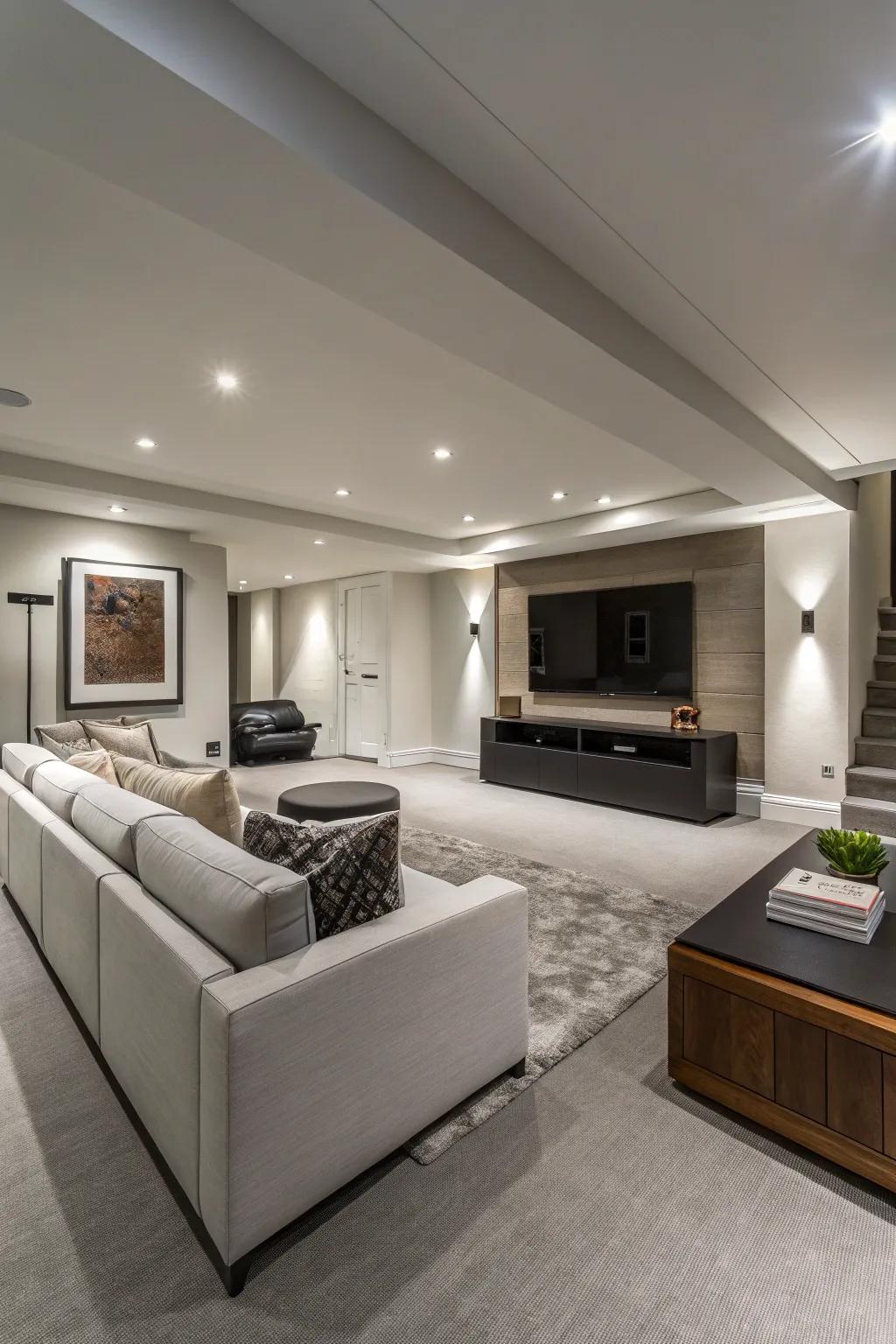 Smooth, low-profile furniture maintains a clean, spacious environment.