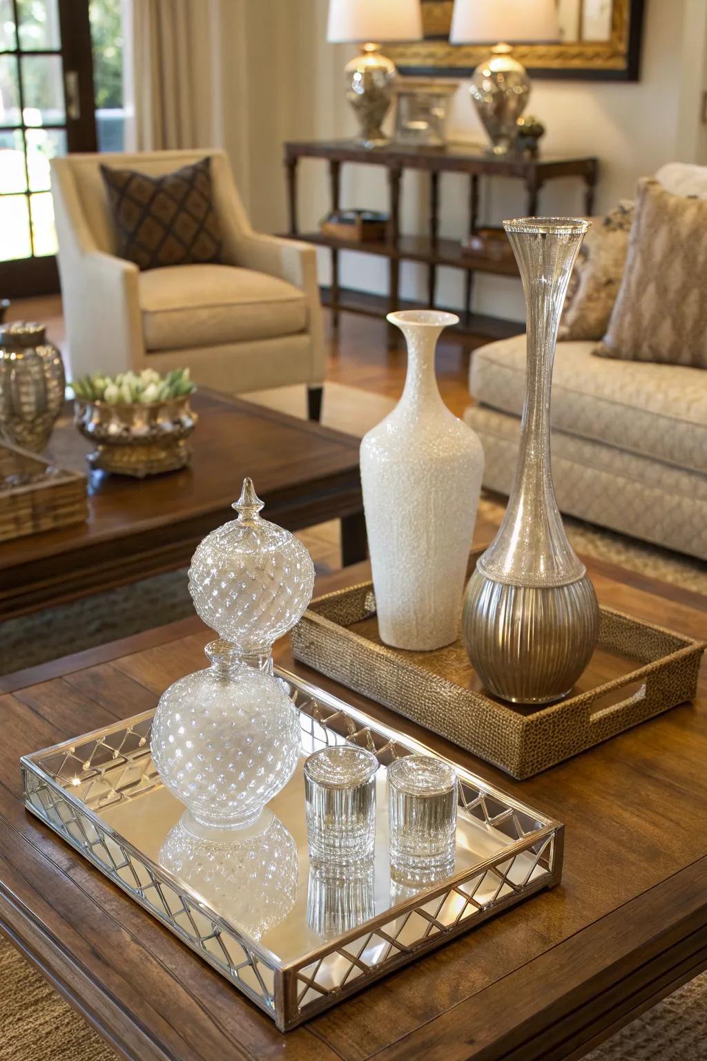 Lucite accents introduce a hint of modern refinement.