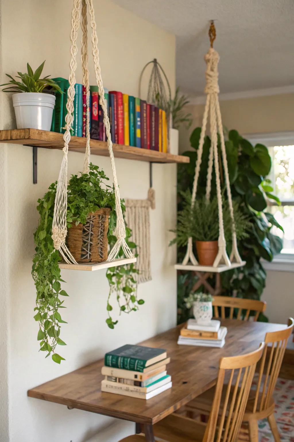 Knotwork wall mounts blending charm with storage.