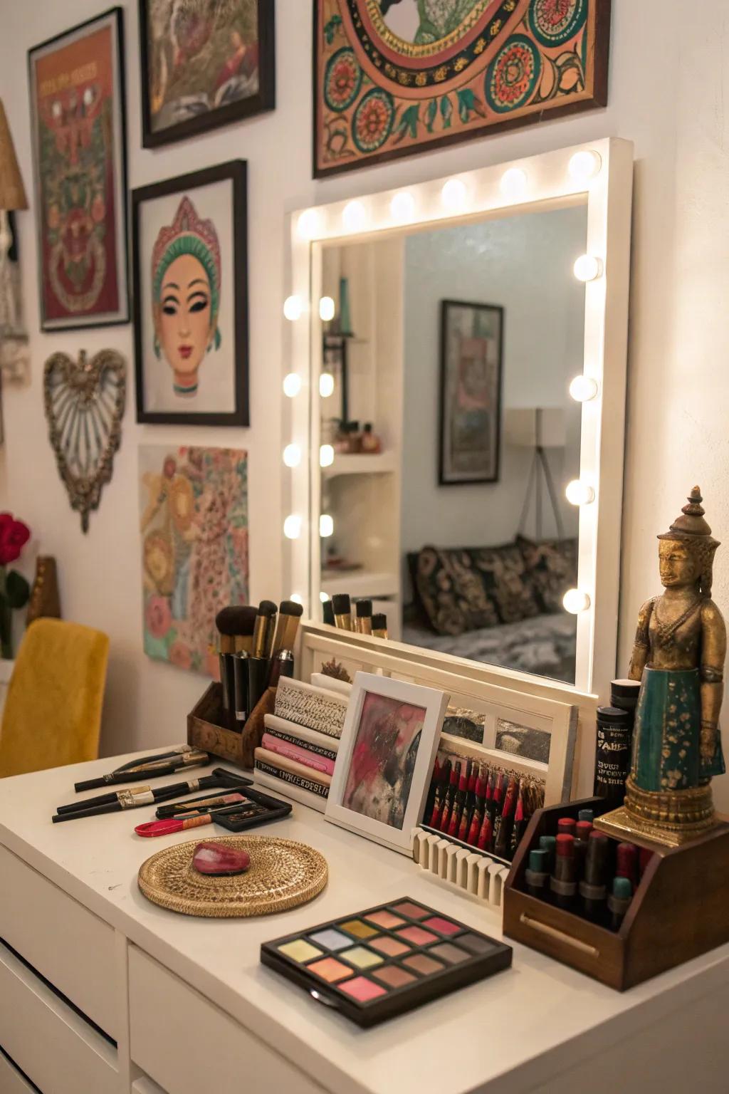 Personal decor infuses character into your makeup room.