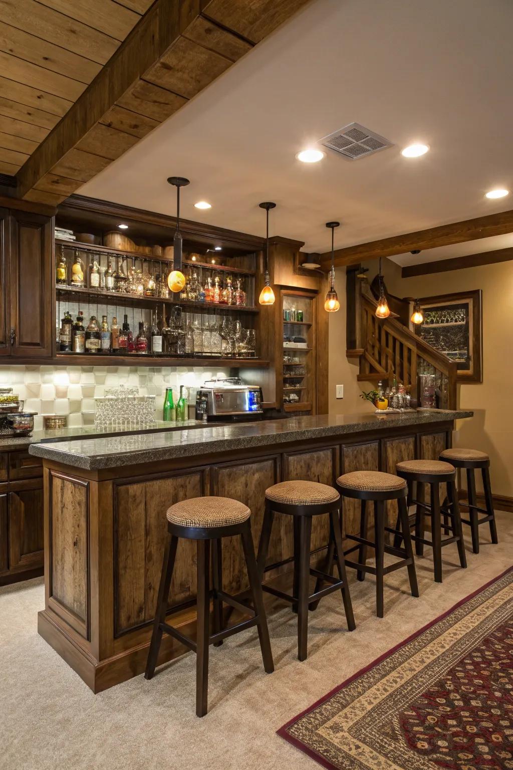 Unwind and host friends in a personalized pub-style man cave.