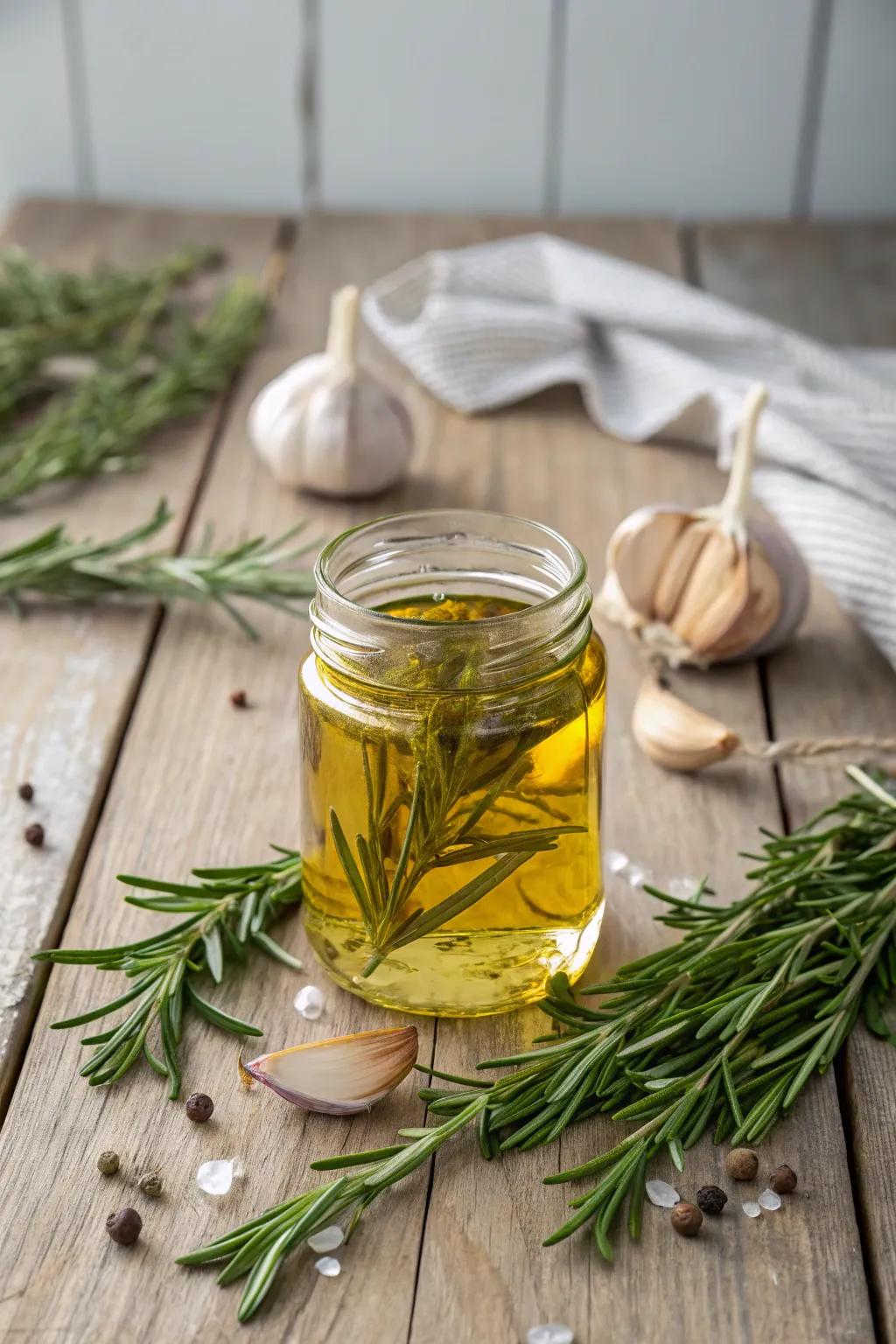 Elevate your holiday gifting with the elegance of seasoned vegetable oil in a charming mason jar.