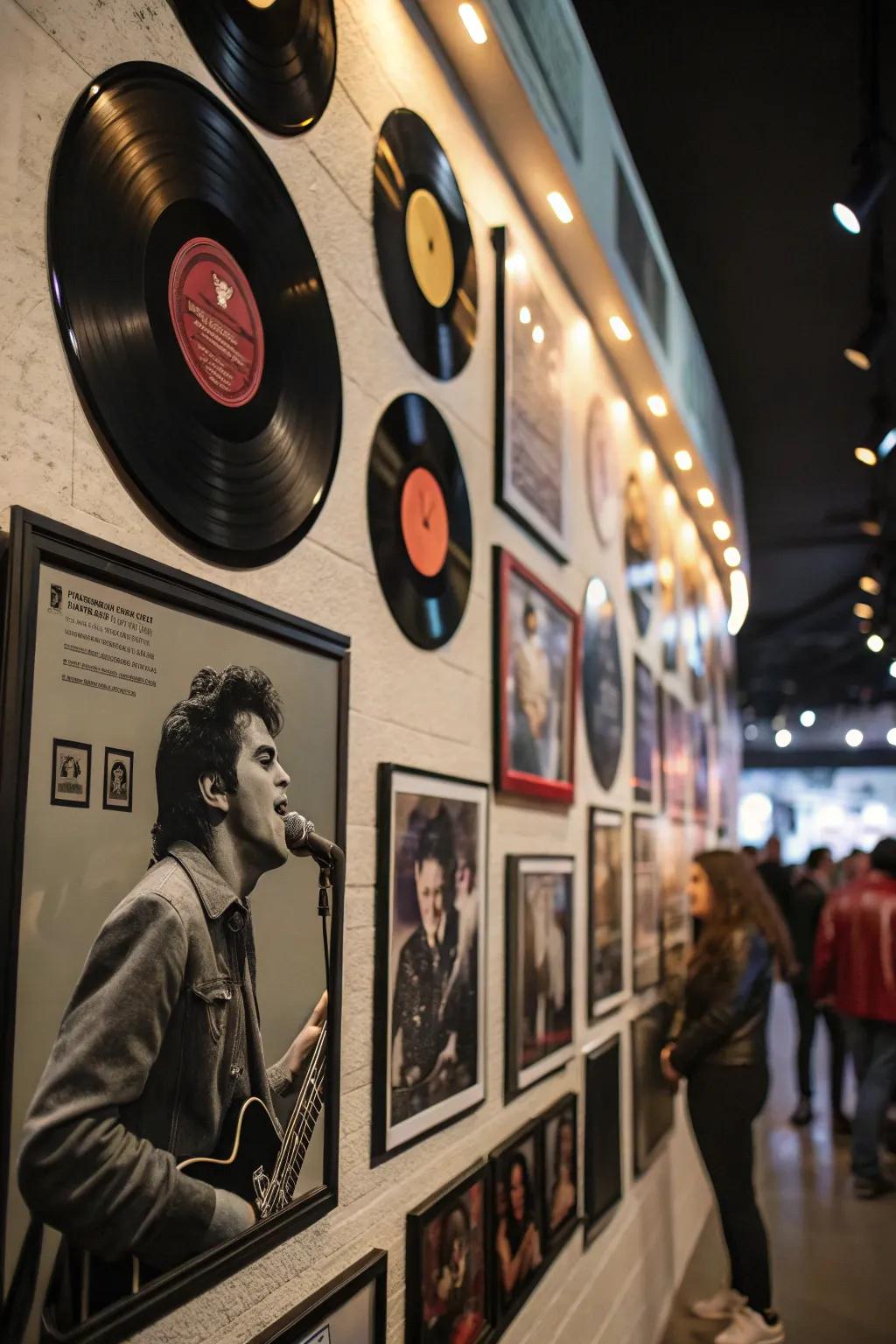 A music-themed tribute display celebrating a loved one's passion.
