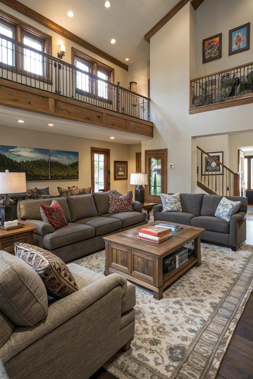 An open layout makes the room comfy and easy to get around.