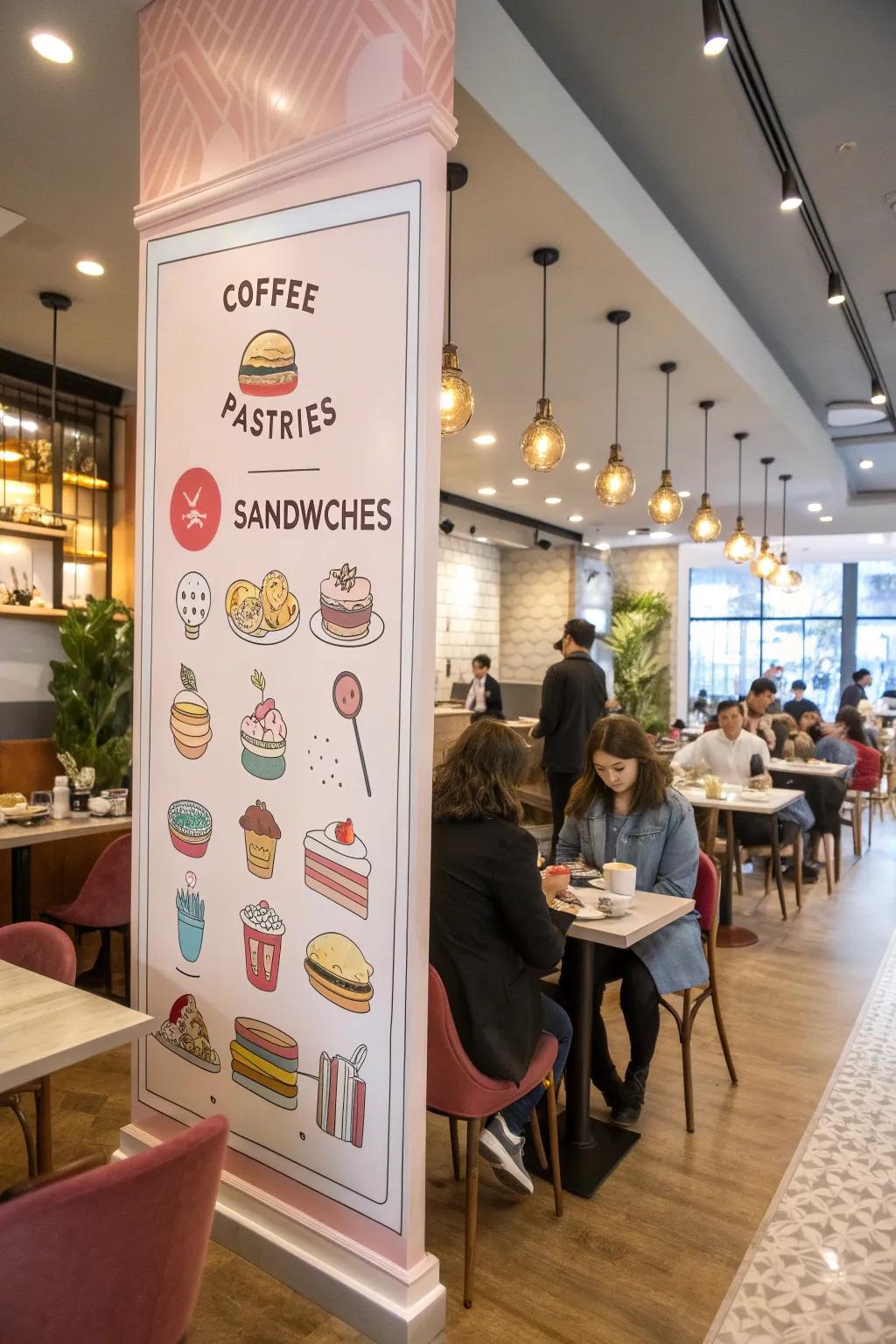 Add a playful element with visual graphics on your menu.