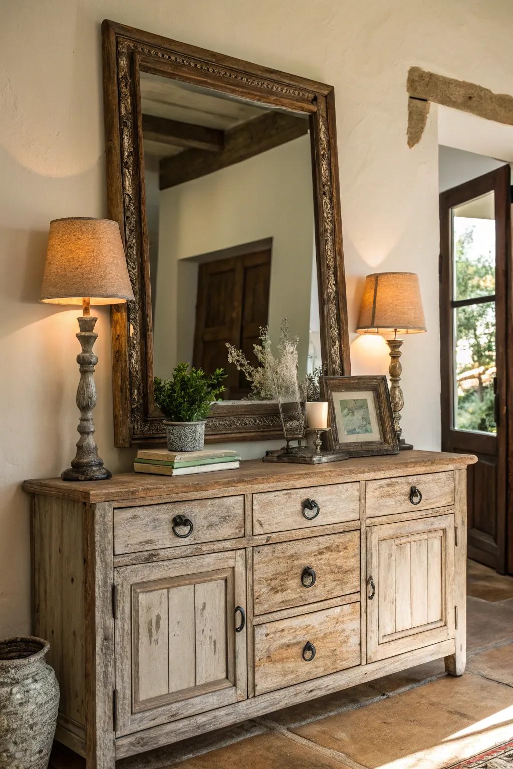 Vintage mirrors impart enduring charm and personality.