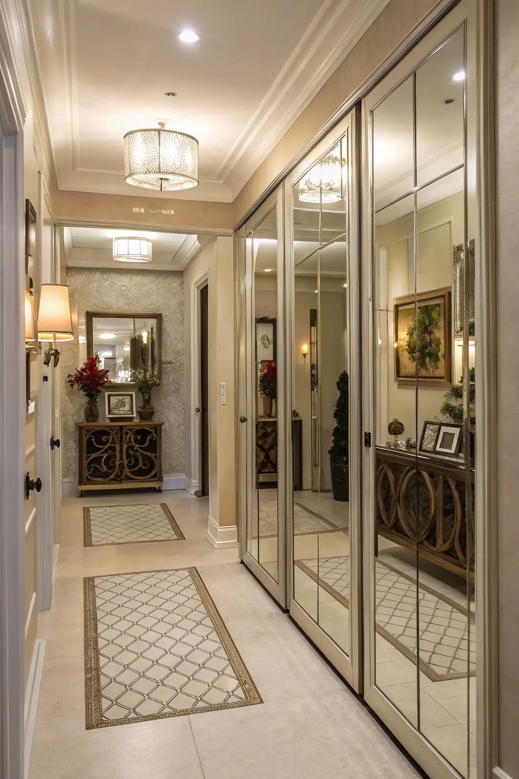 Bring sophistication to your entryway with mirrored panels.