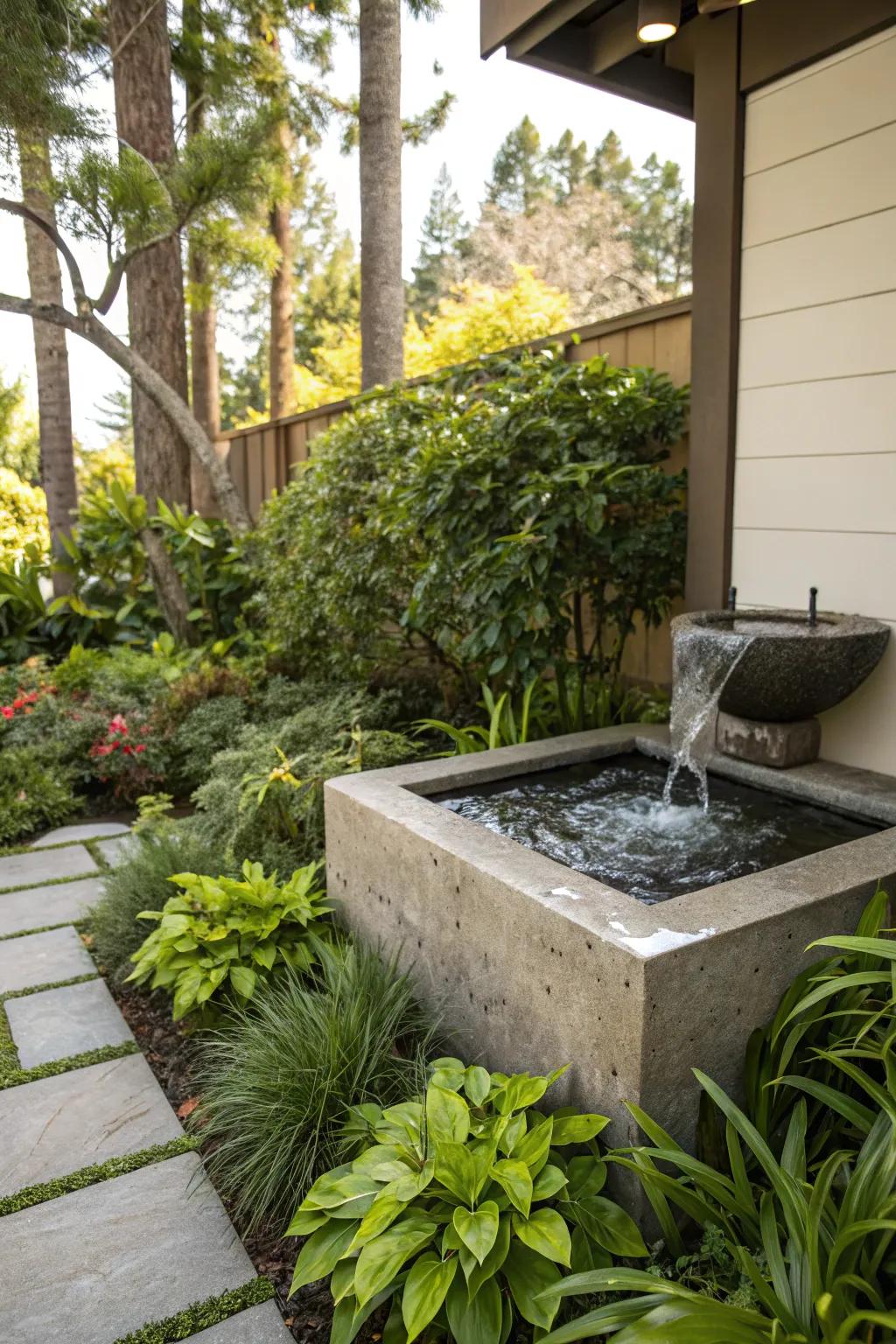 A water feature adds tranquility and sophistication to your garden corner.