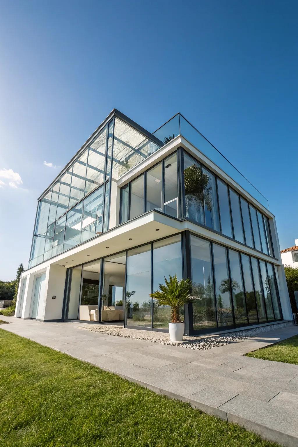 Geometric shapes enriching architectural intrigue.