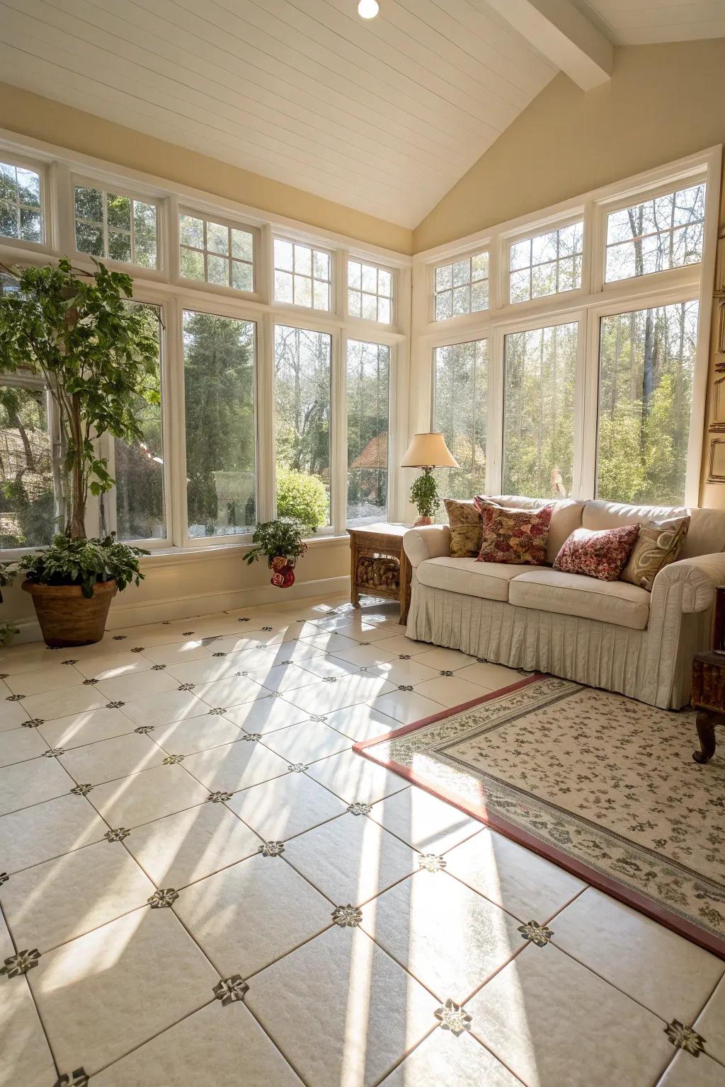 Remain cool with elegant tile flooring.