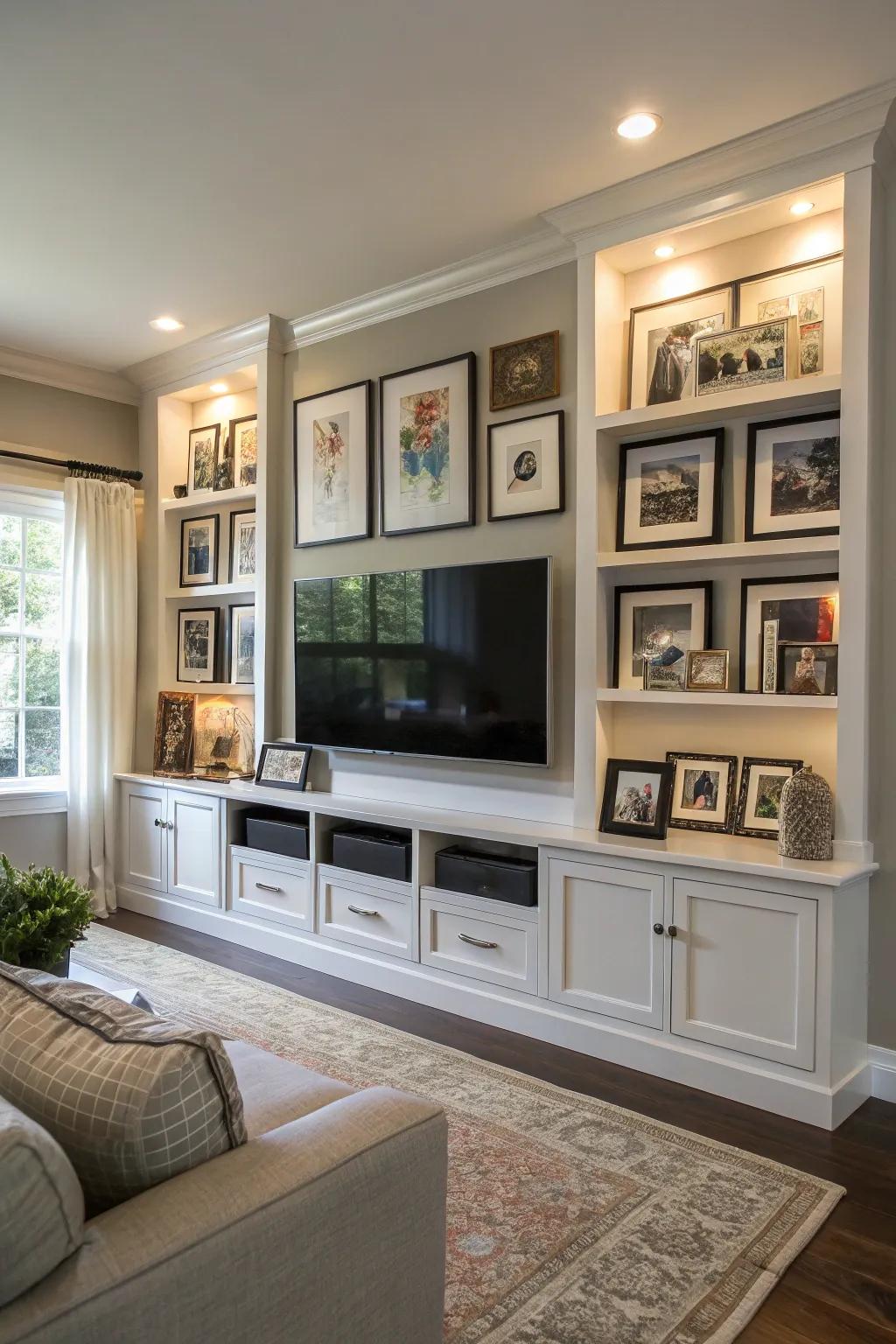 A curated display manifests a tailored and faultless media wall design.
