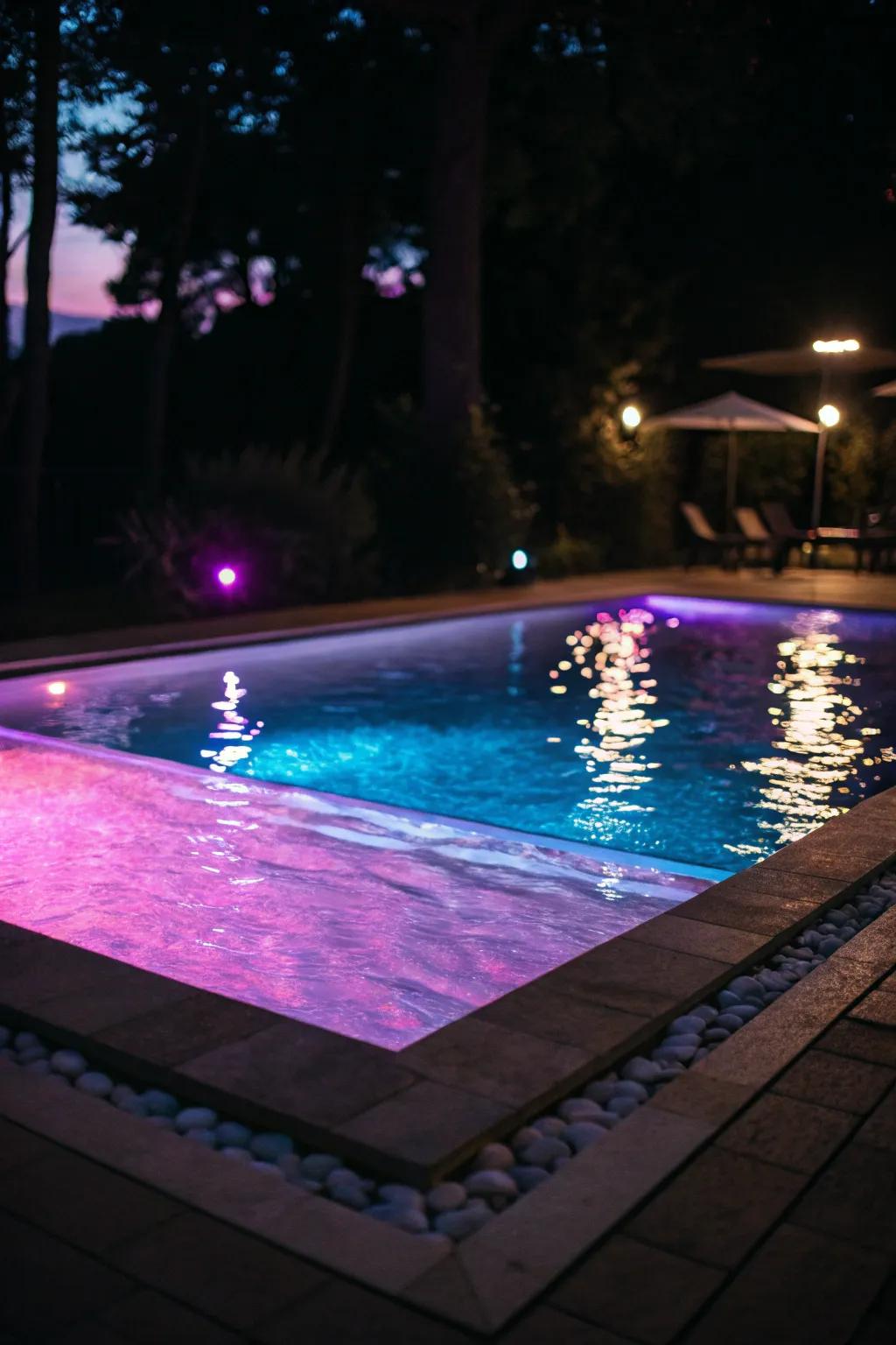 Enhance your pool's charm with ambient lighting.