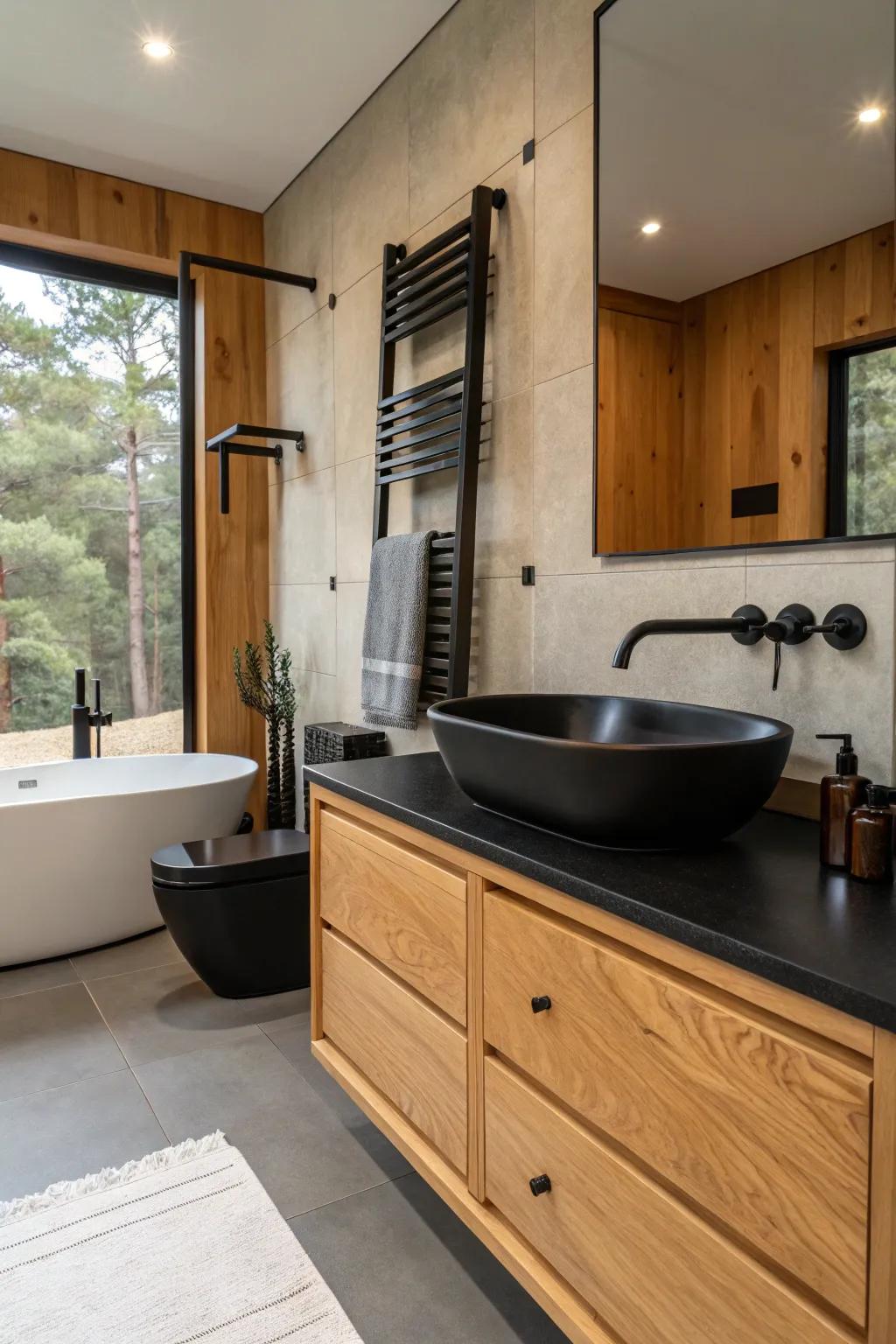 Dark smooth hardware delivering a cutting-edge touch to rural styles.