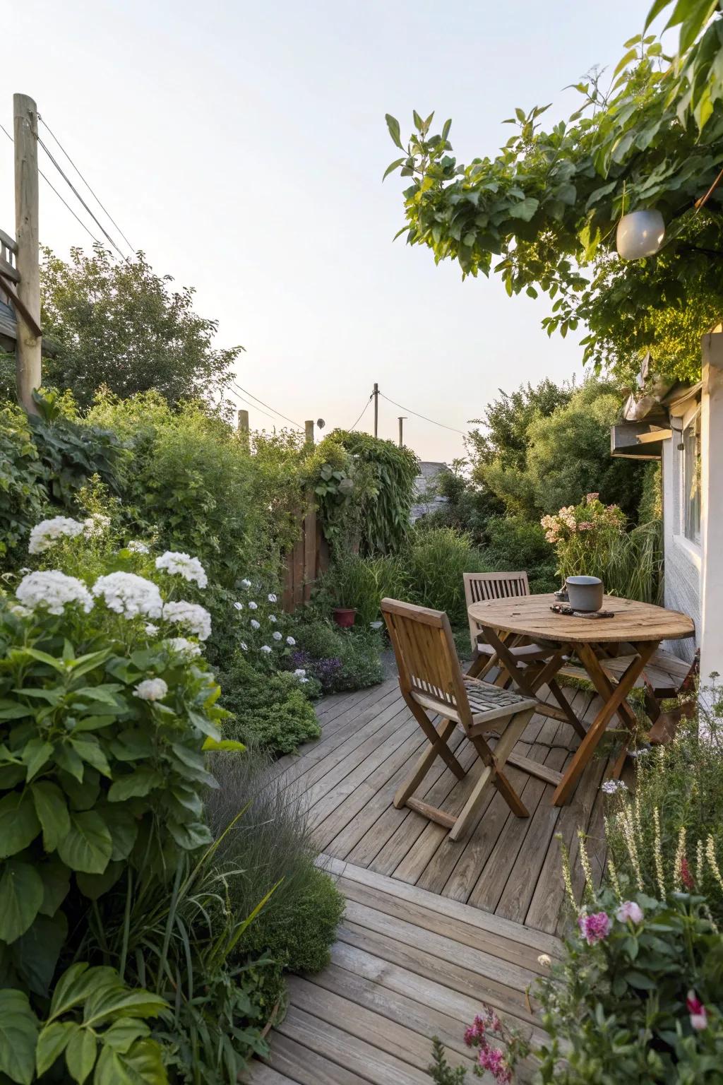 Timber elements delivering warmth and texture to a contemporary garden.