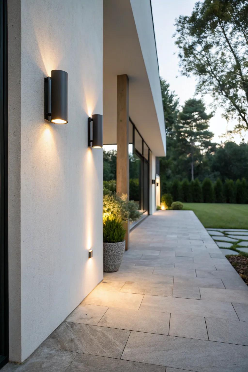 Minimalist sconces enhance your outdoor areas with understated elegance.