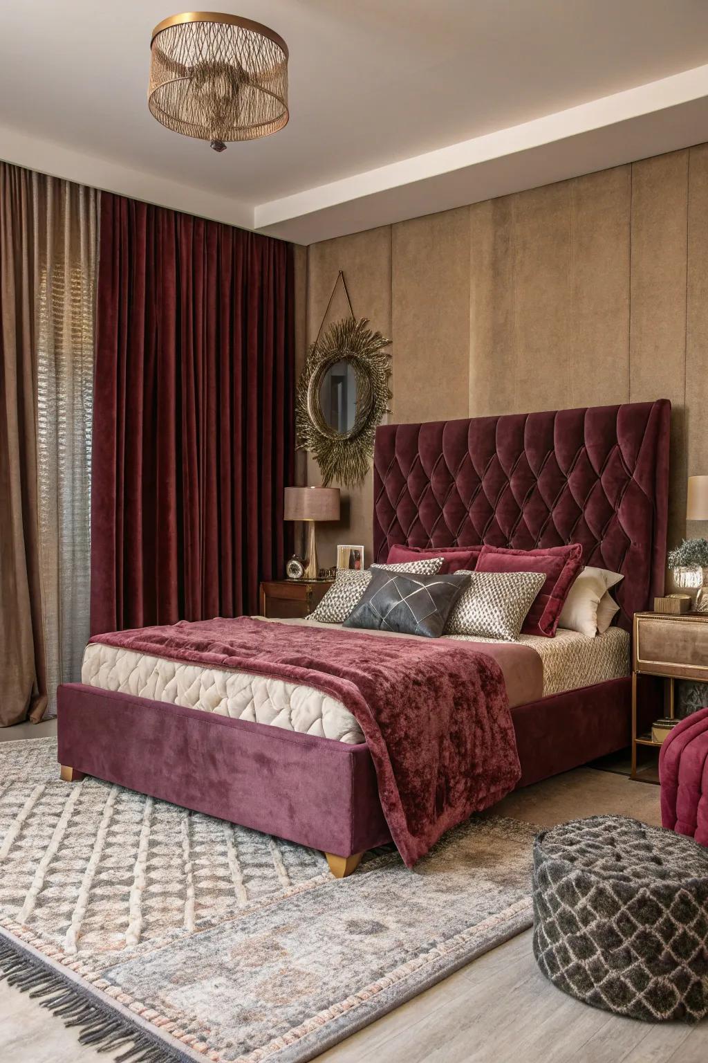 Sumptuous fabrics add depth and elegance.