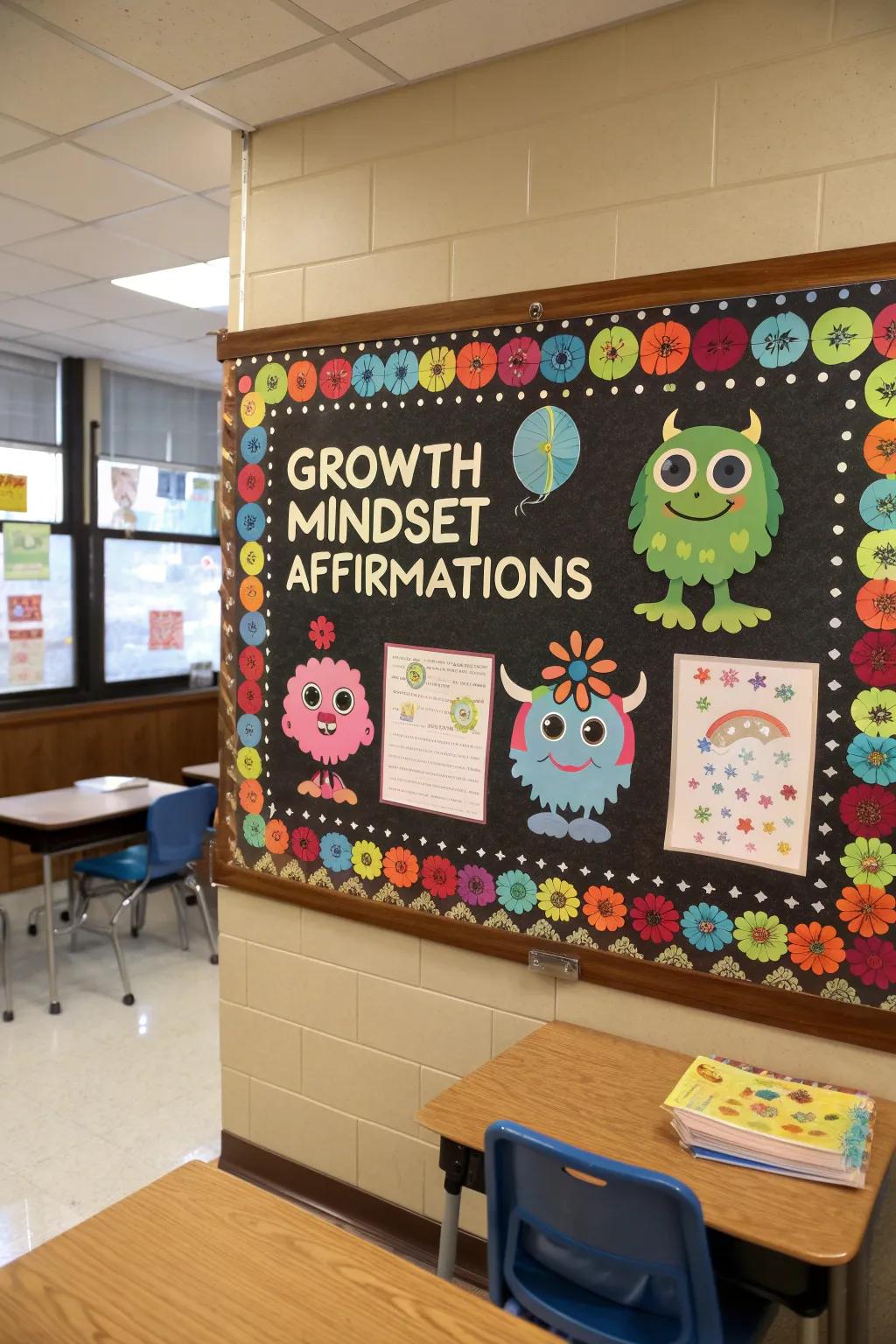 A growth attitude board displaying monster endorsements to kindle optimism.