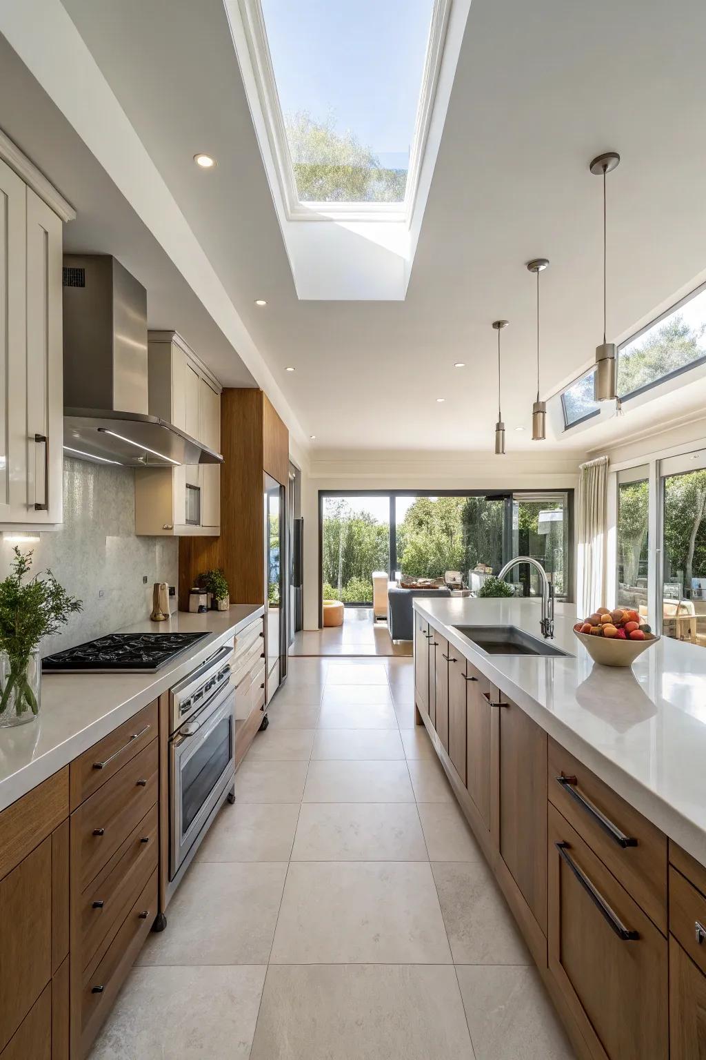 Open designs enhance the perception of space and connectedness in mountain kitchens.