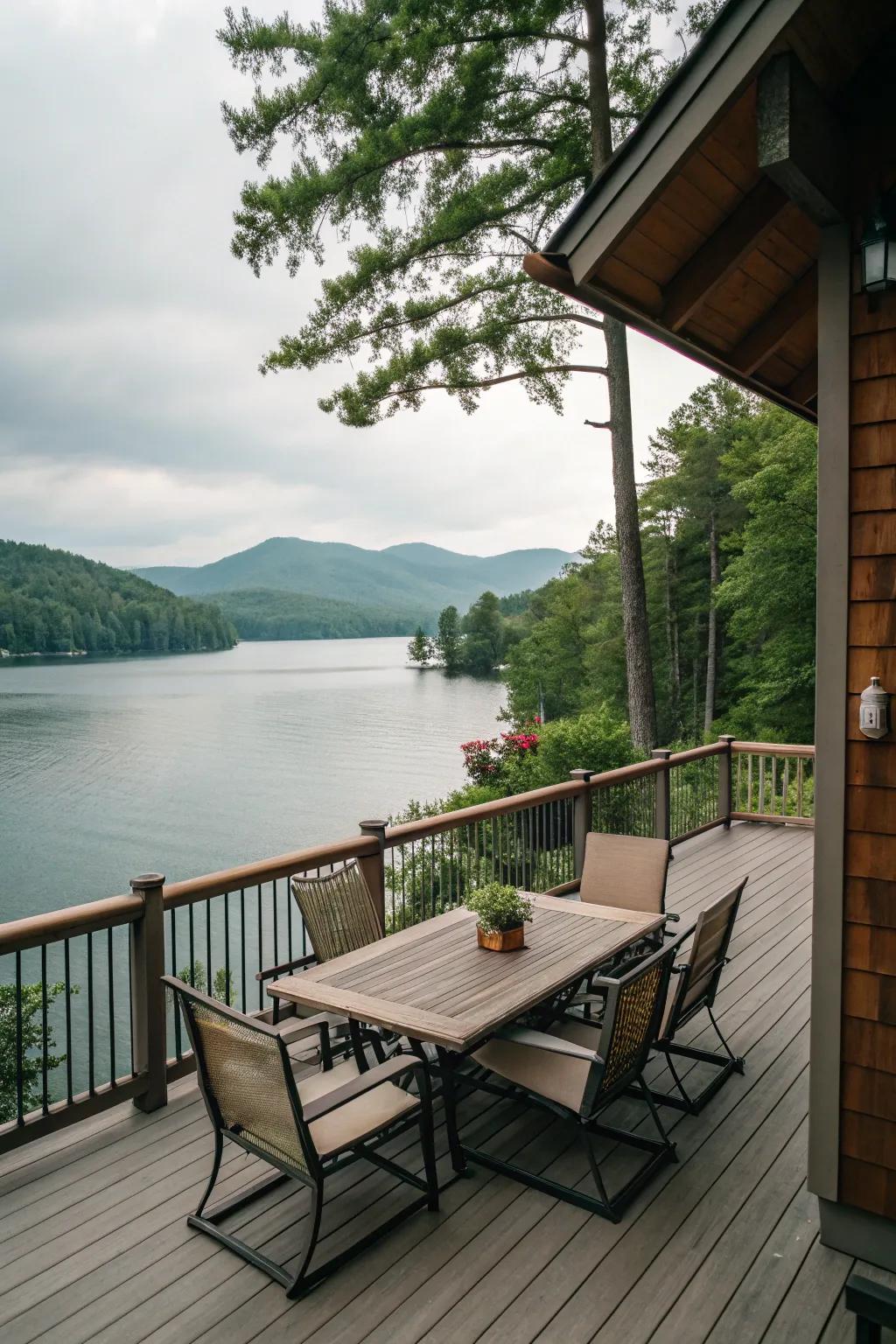 A deck inviting outdoor enjoyment.