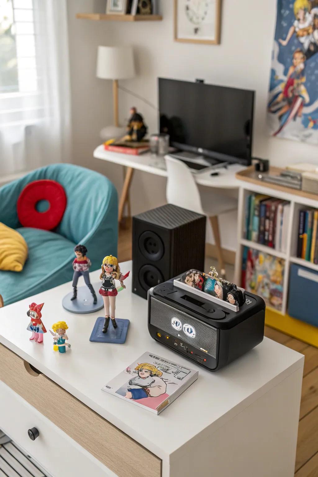 An anime-themed music box adds a whimsical touch to any decor.