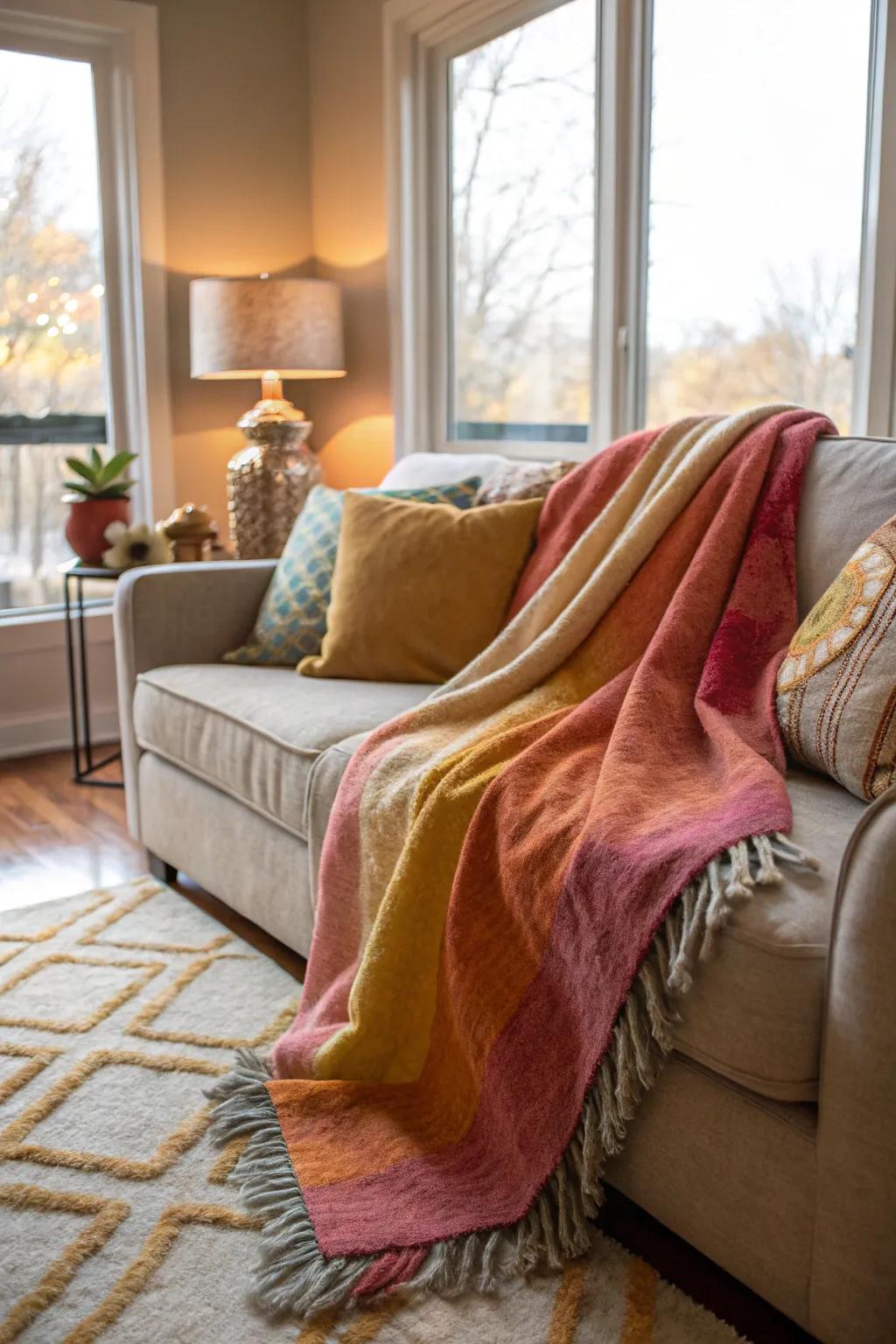 Warm up with a plush throw blanket, perfect for any living space.