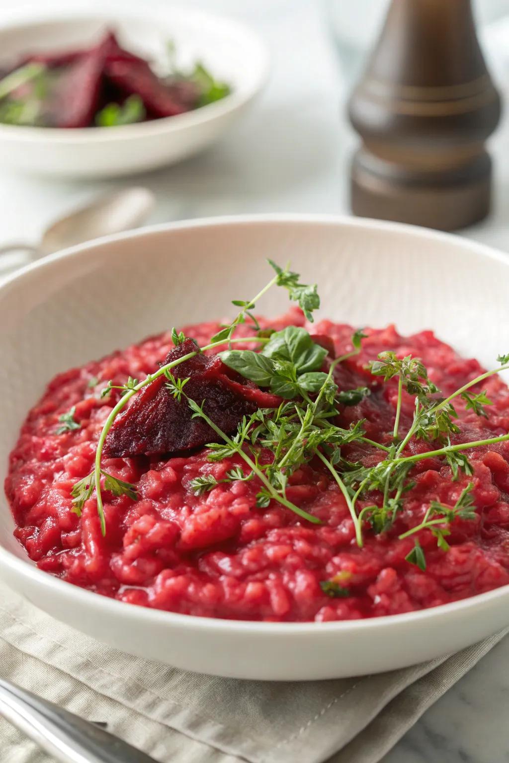 A radiant root risotto, injecting a dash of color into your New Year's meal.