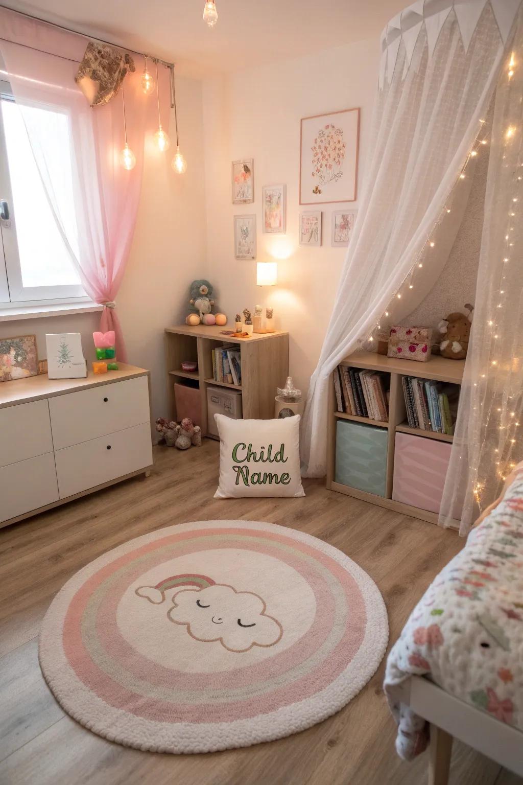 Custom rugs impart a personal detail to the nursery.