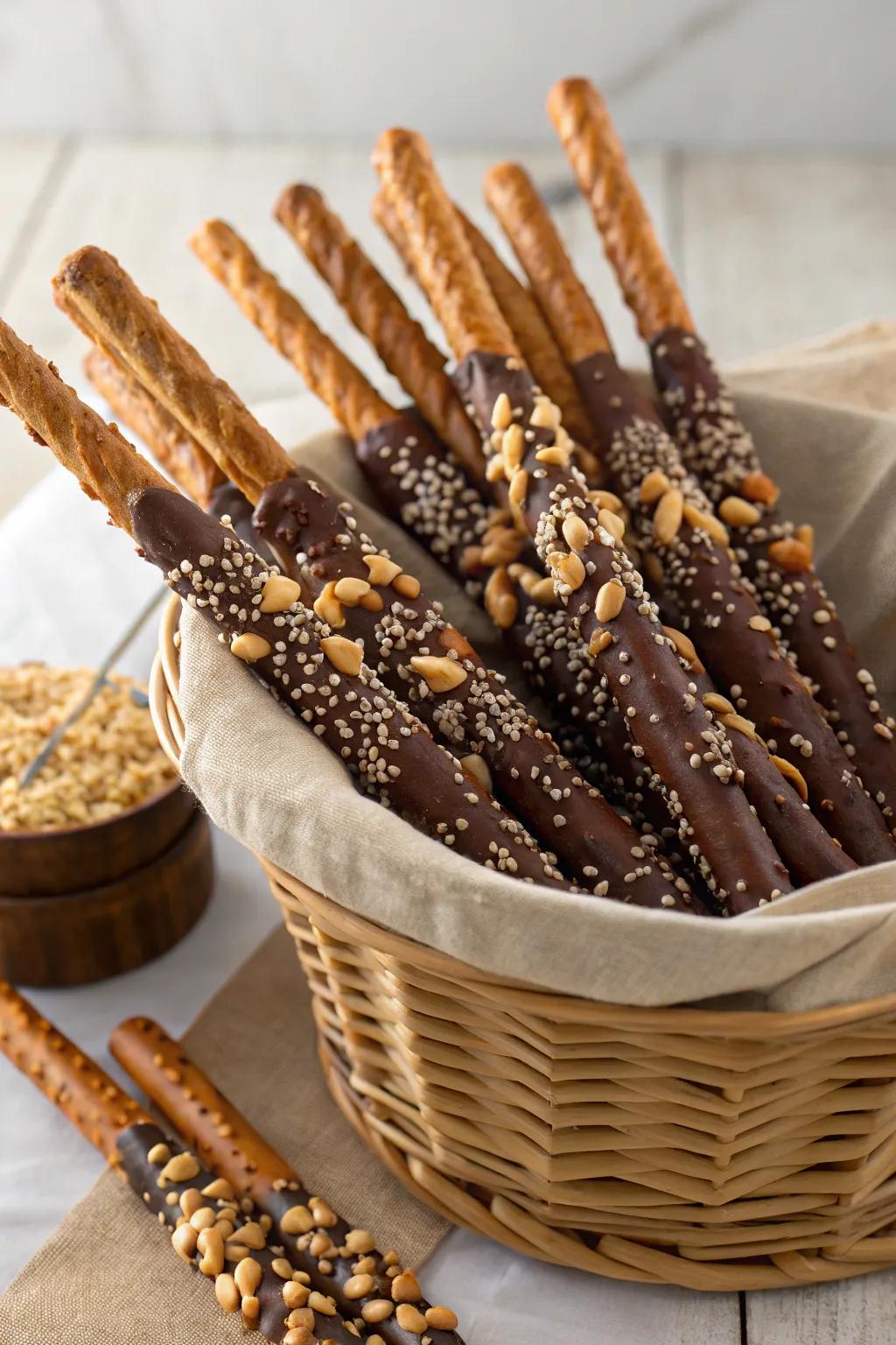 Firewood pretzel sticks, enhancing the culinary landscape with a delectable crunch.