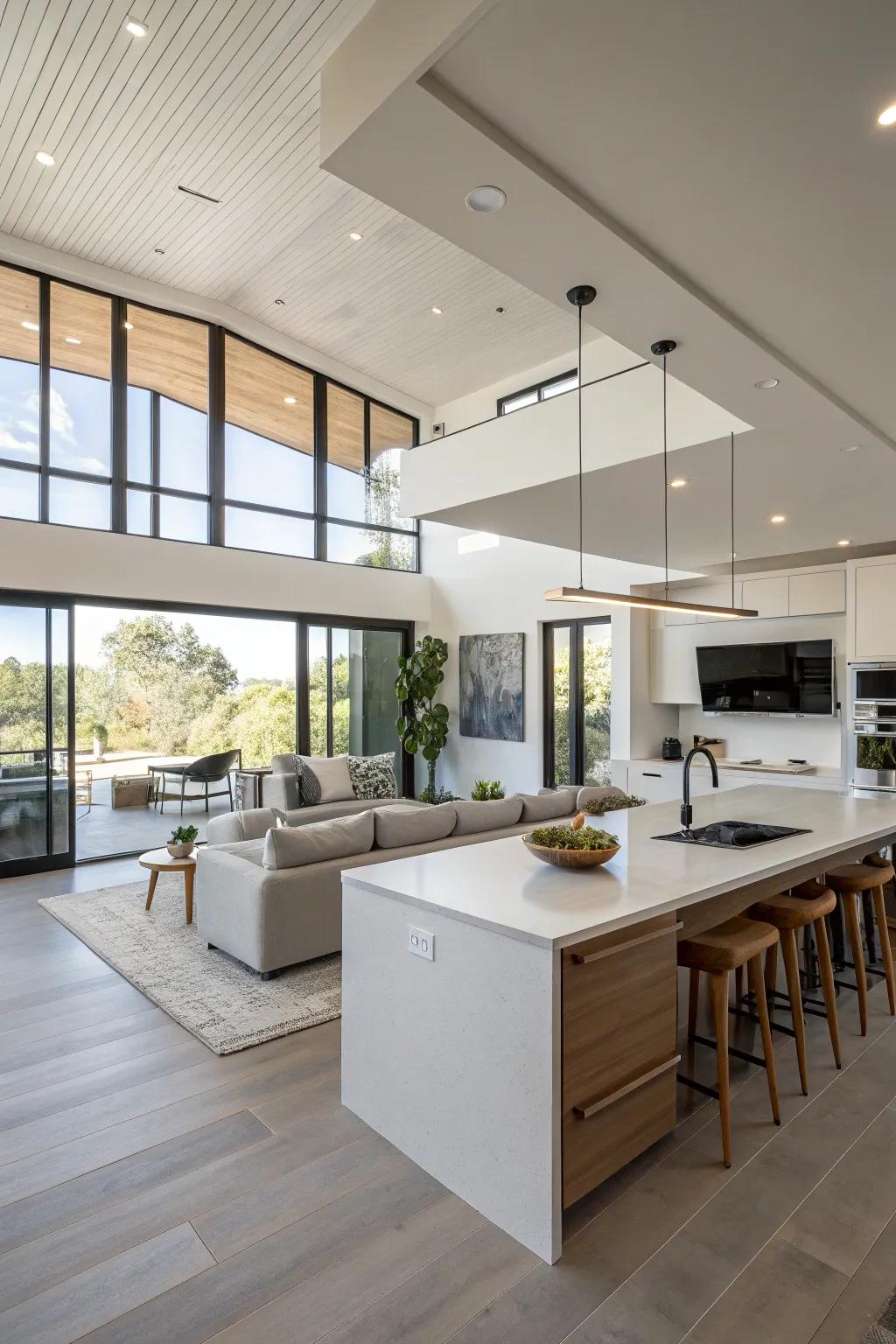 Contemporary design brings elegance to open living spaces.