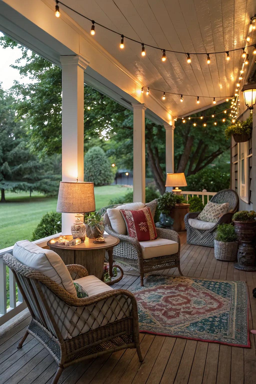 Design a personal retreat with eclectic seating and mixed illumination.