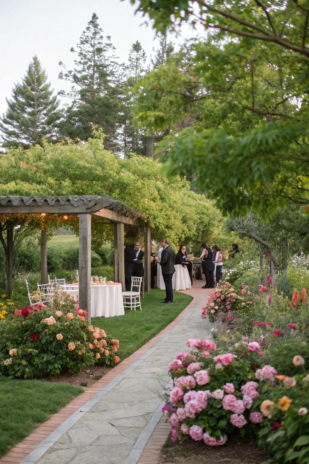A garden setting infuses natural beauty into any outdoor reception.
