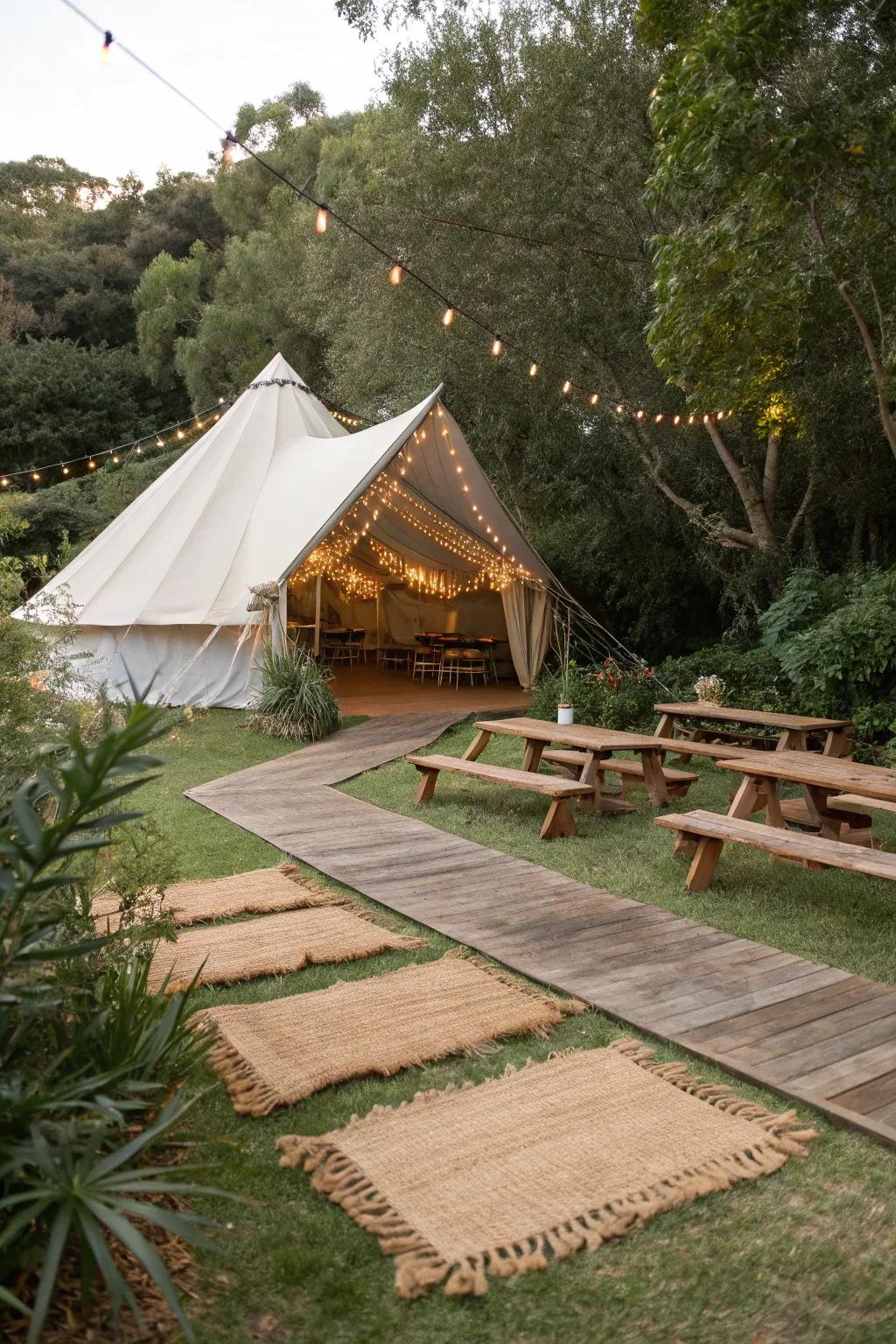 Hemp fabrics offer an earthy charm to outdoor spaces.