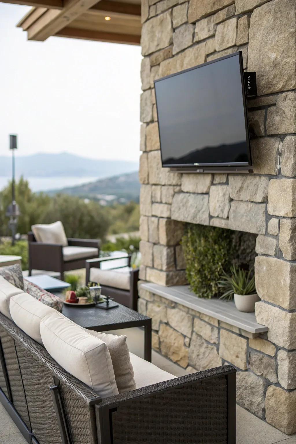 Stone features create an elegant and enduring setting for outdoor viewing.