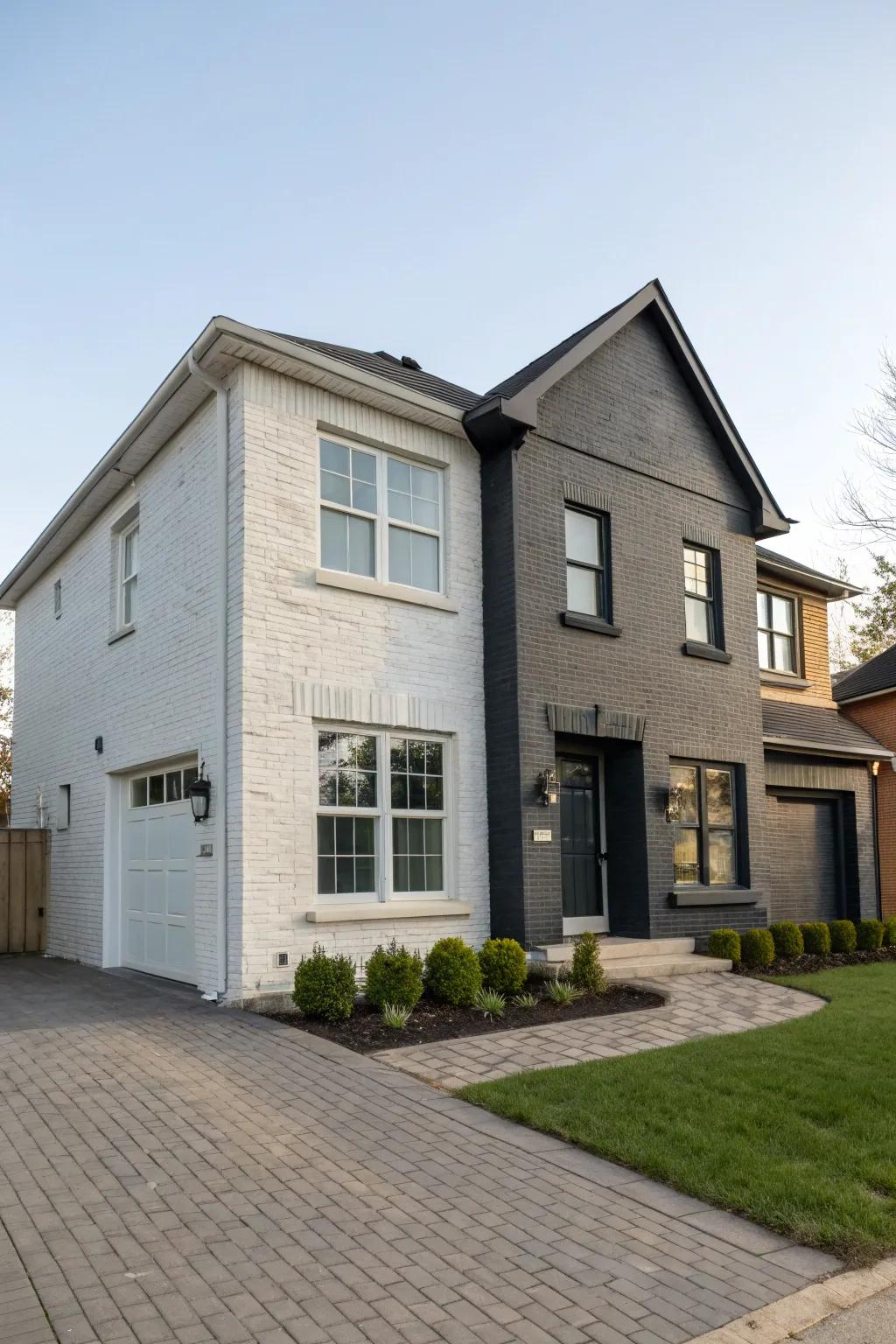 Two-tone designs bring modern flair to brick homes.