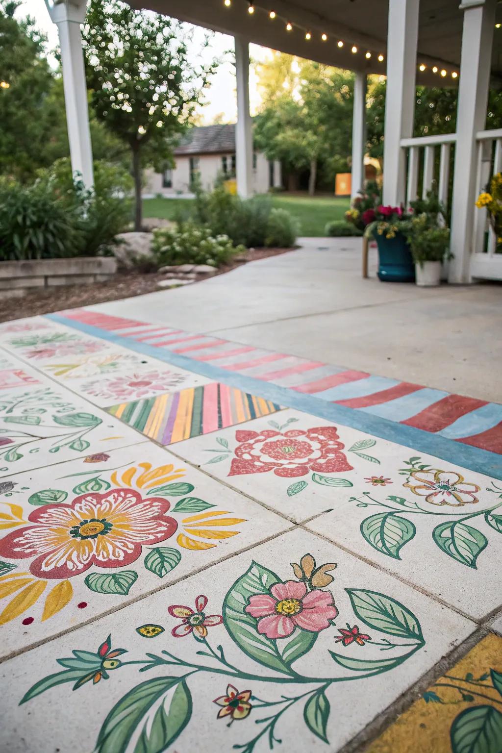 A patio showcasing blended patterns that epitomize a singular artistic sensibility.