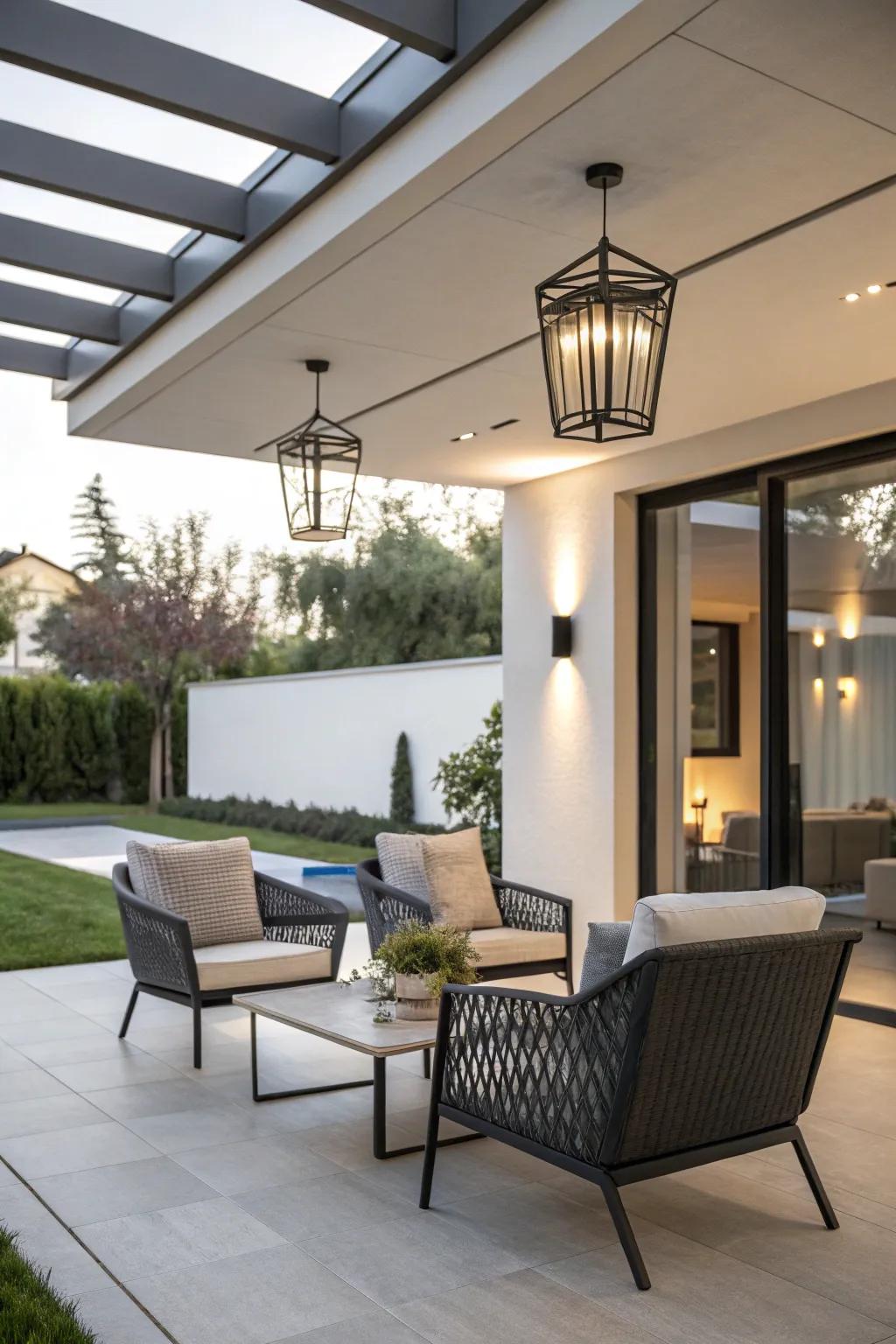Modern fixtures deliver a sleek and contemporary feel to your patio.