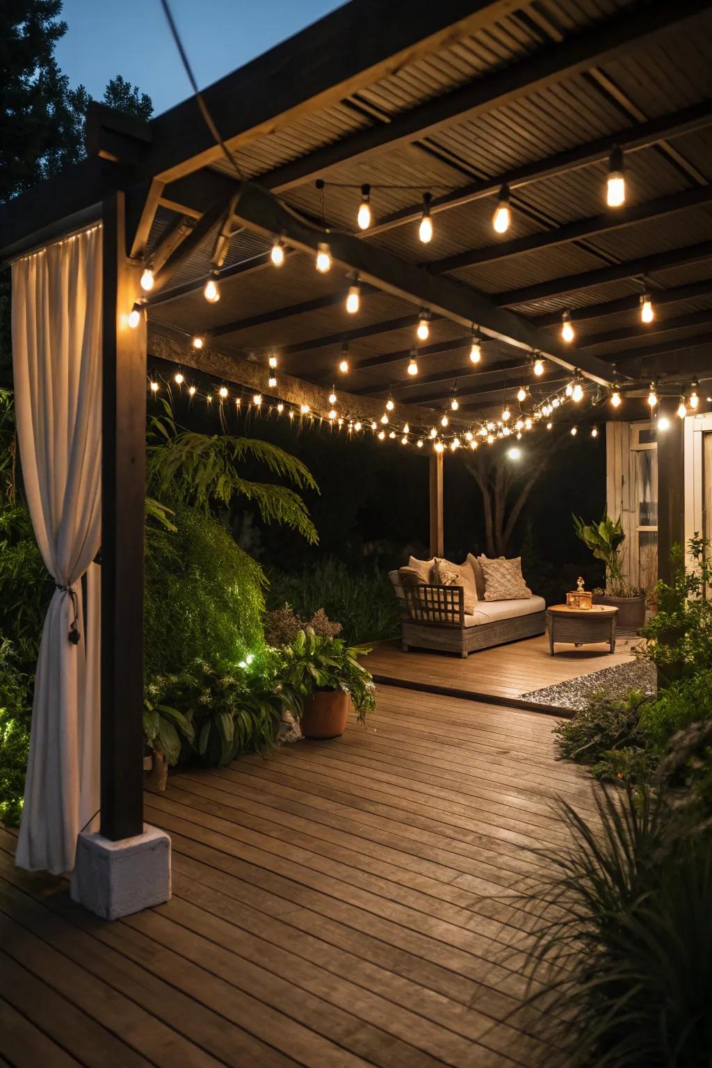 Built-in lighting enhances your patio's nighttime appeal.