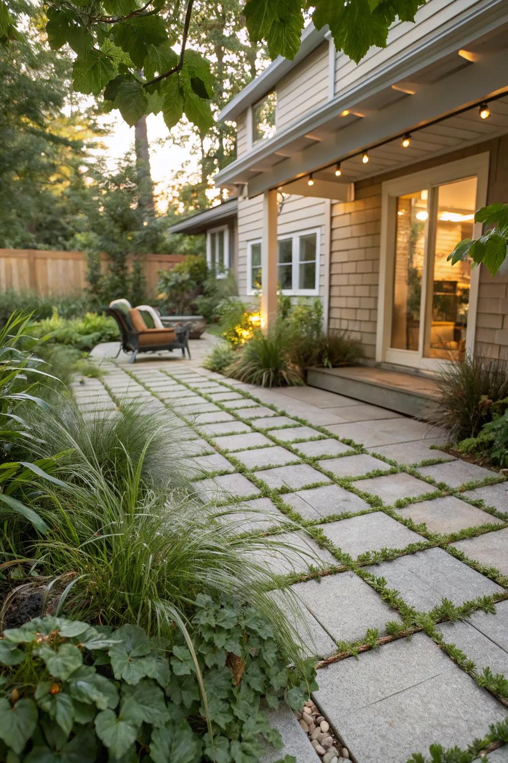 Natural components mix flawlessly with permeable paving.