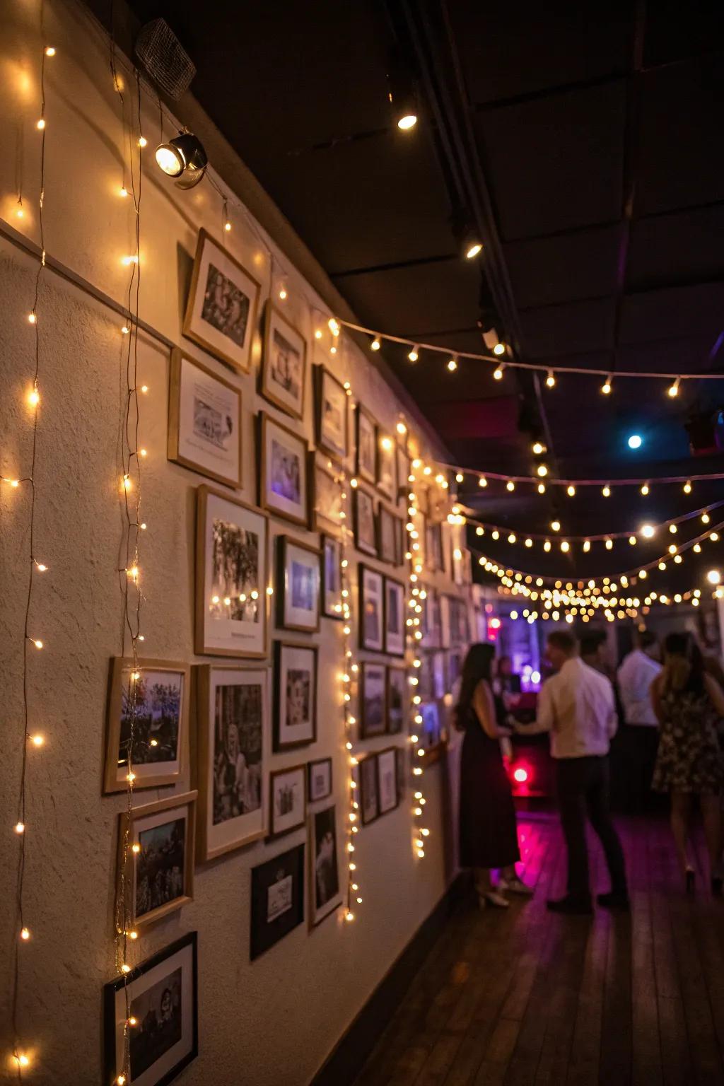 An illuminated image showcase engenders a captivating and welcoming ambiance.