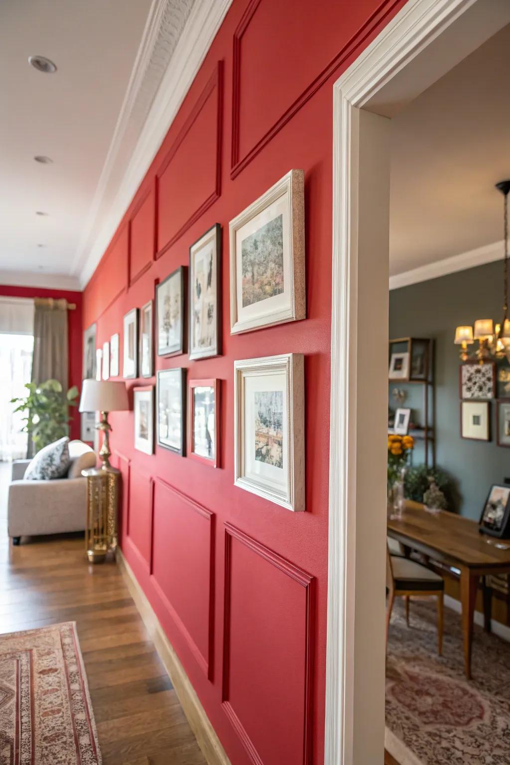 Accent walls amplify the visual effect of your photo exhibits.