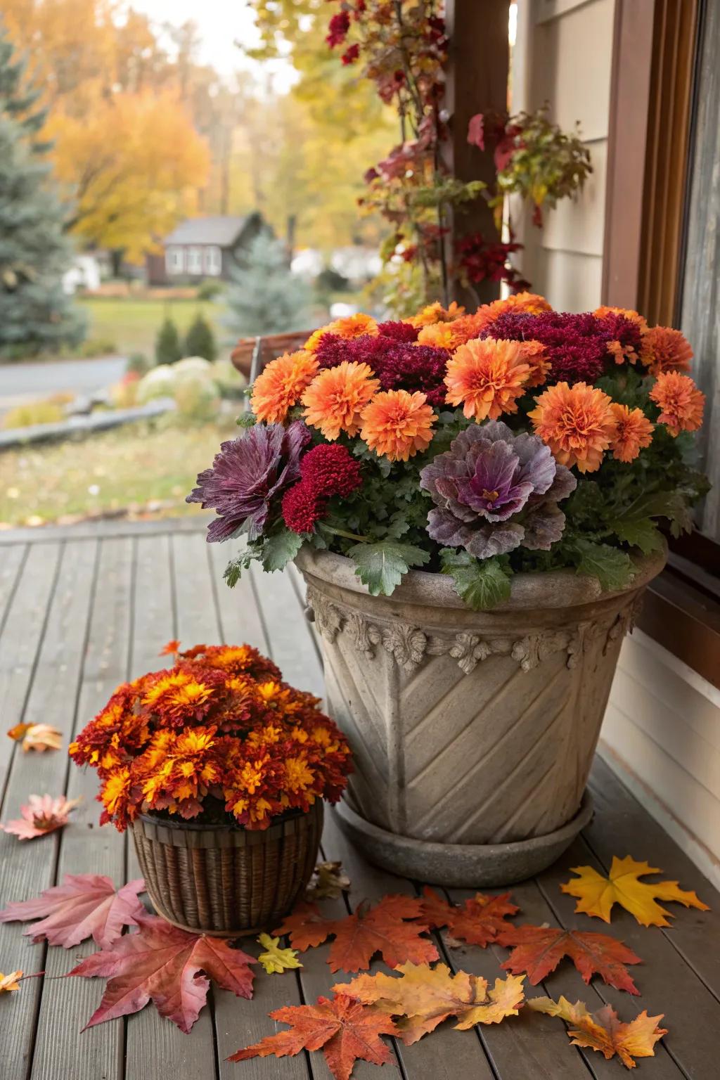 Present the seasons as they happen with seasonal pots.