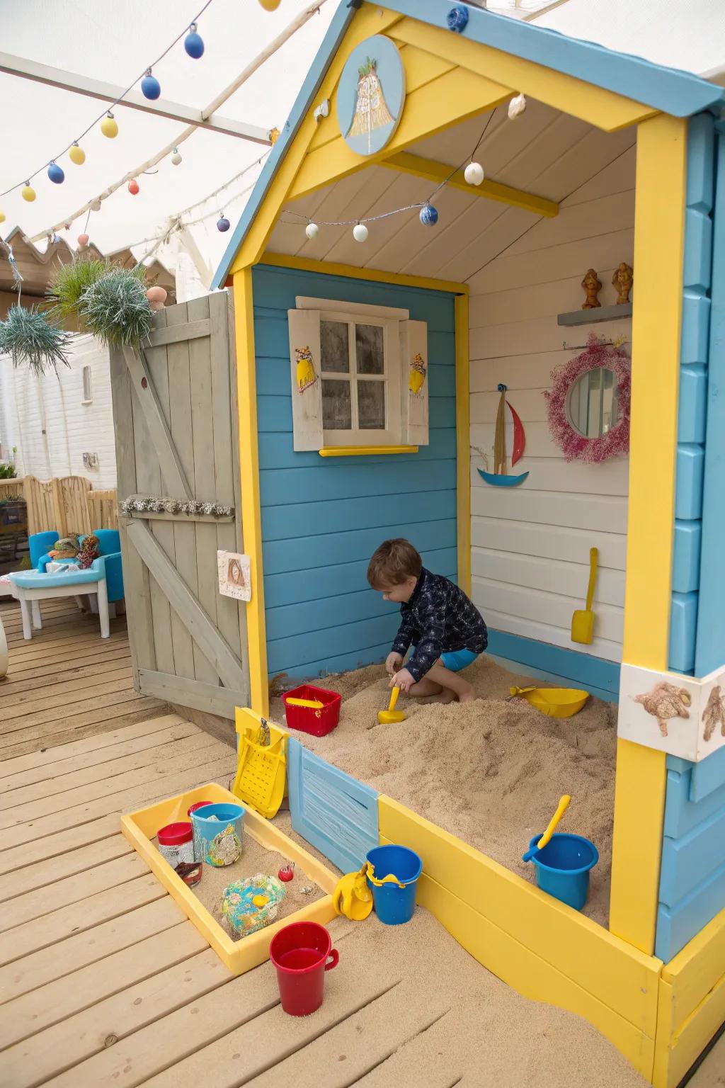 A sandy floor invites endless sunny days and imaginative adventures.