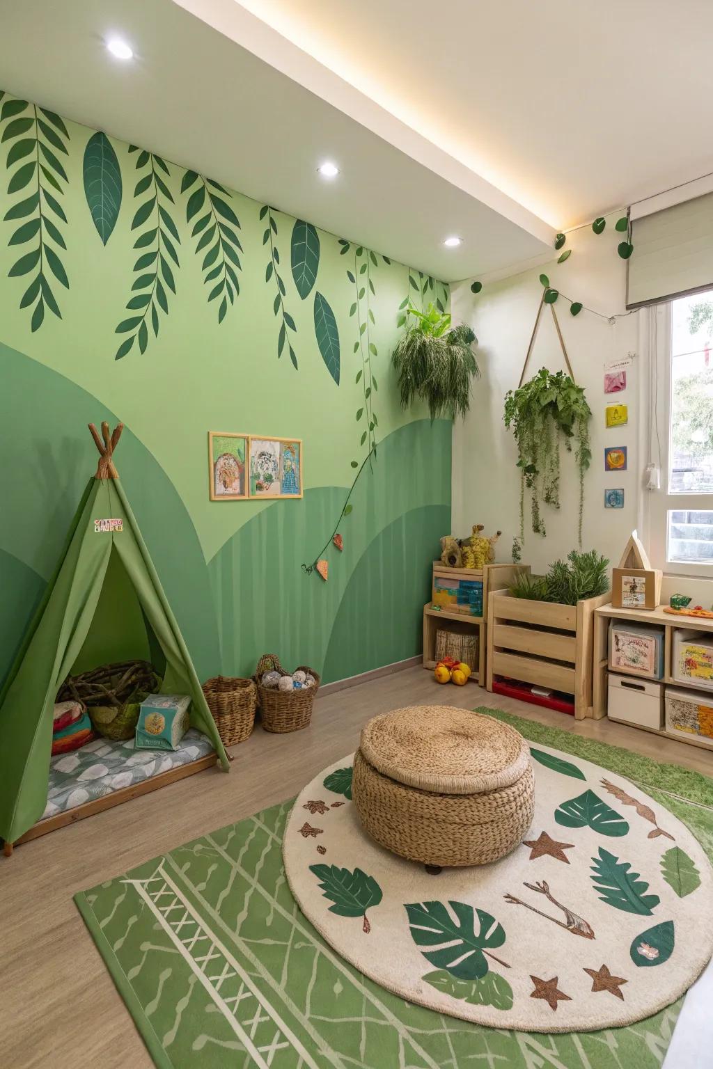 Organic-inspired verdant hues fashion a revitalizing, harmonious environment.
