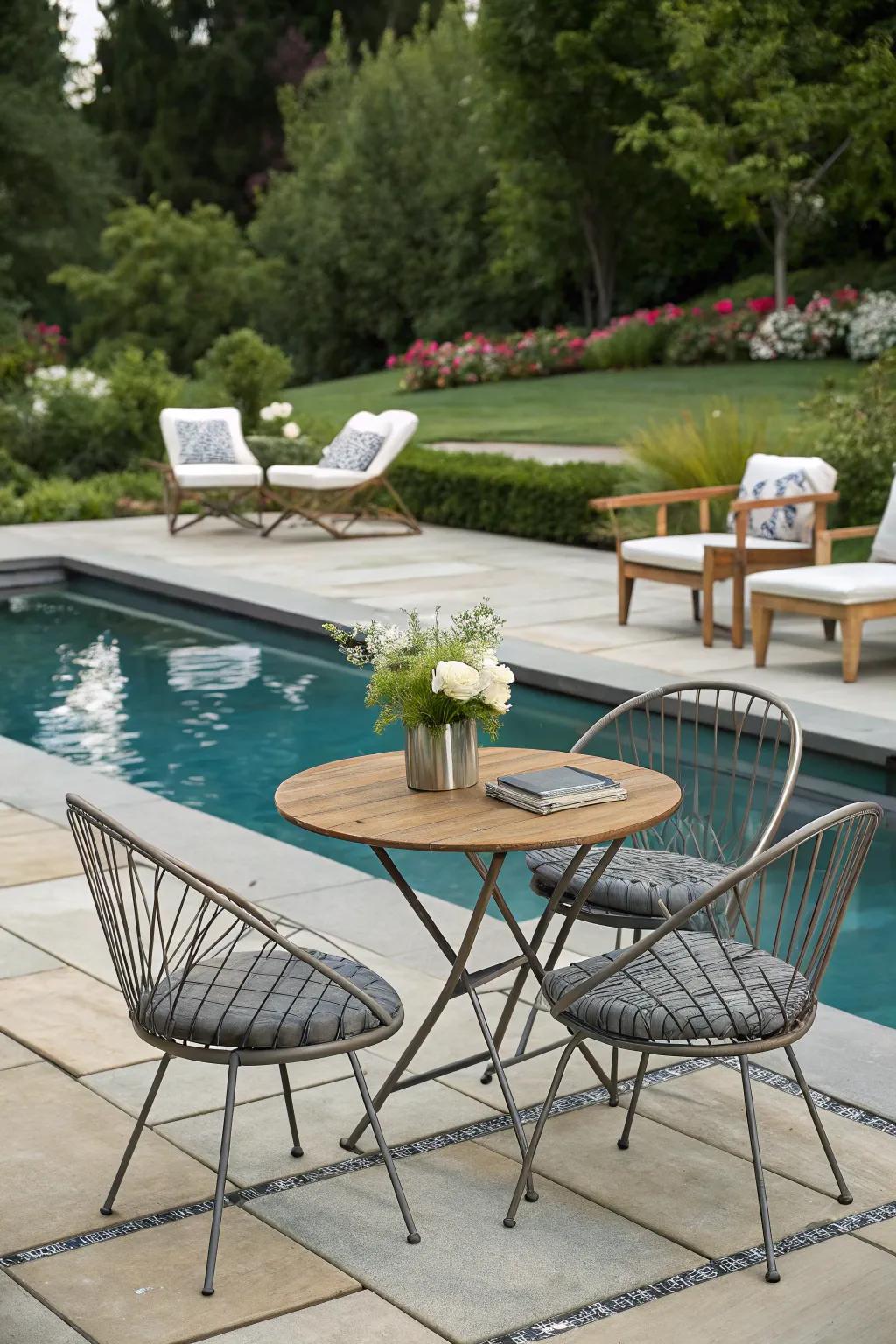 Harmonizing modern and classic styles can lift the charm of your poolside.