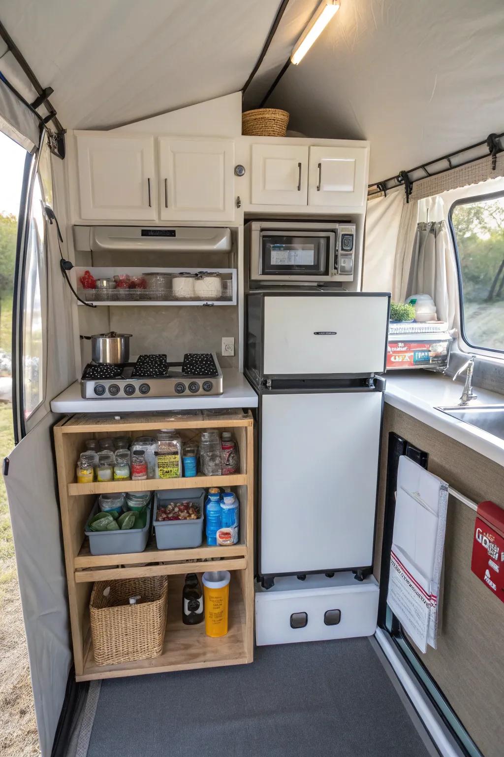 A well-organized kitchen setup streamlines cooking in your camper.