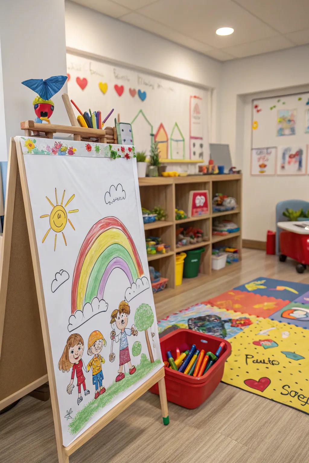A poster spotlighting a child's original artwork.