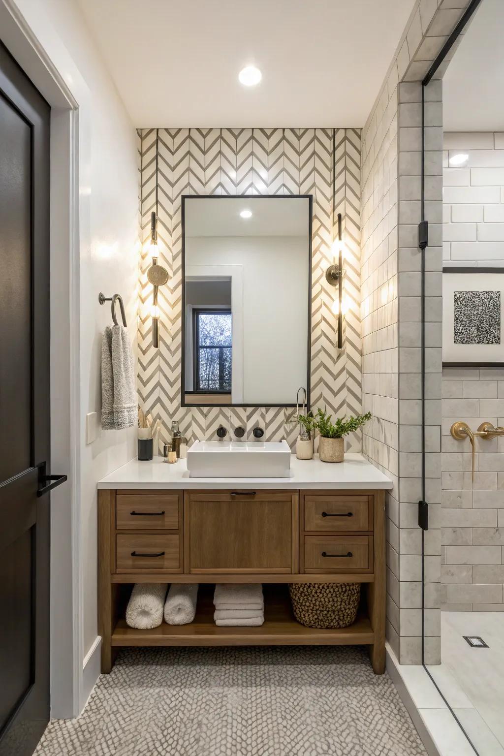 Accent walls can make a bold statement in your powder room.