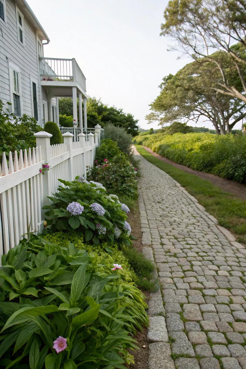 A winding path naturally directs attention across the landscape.